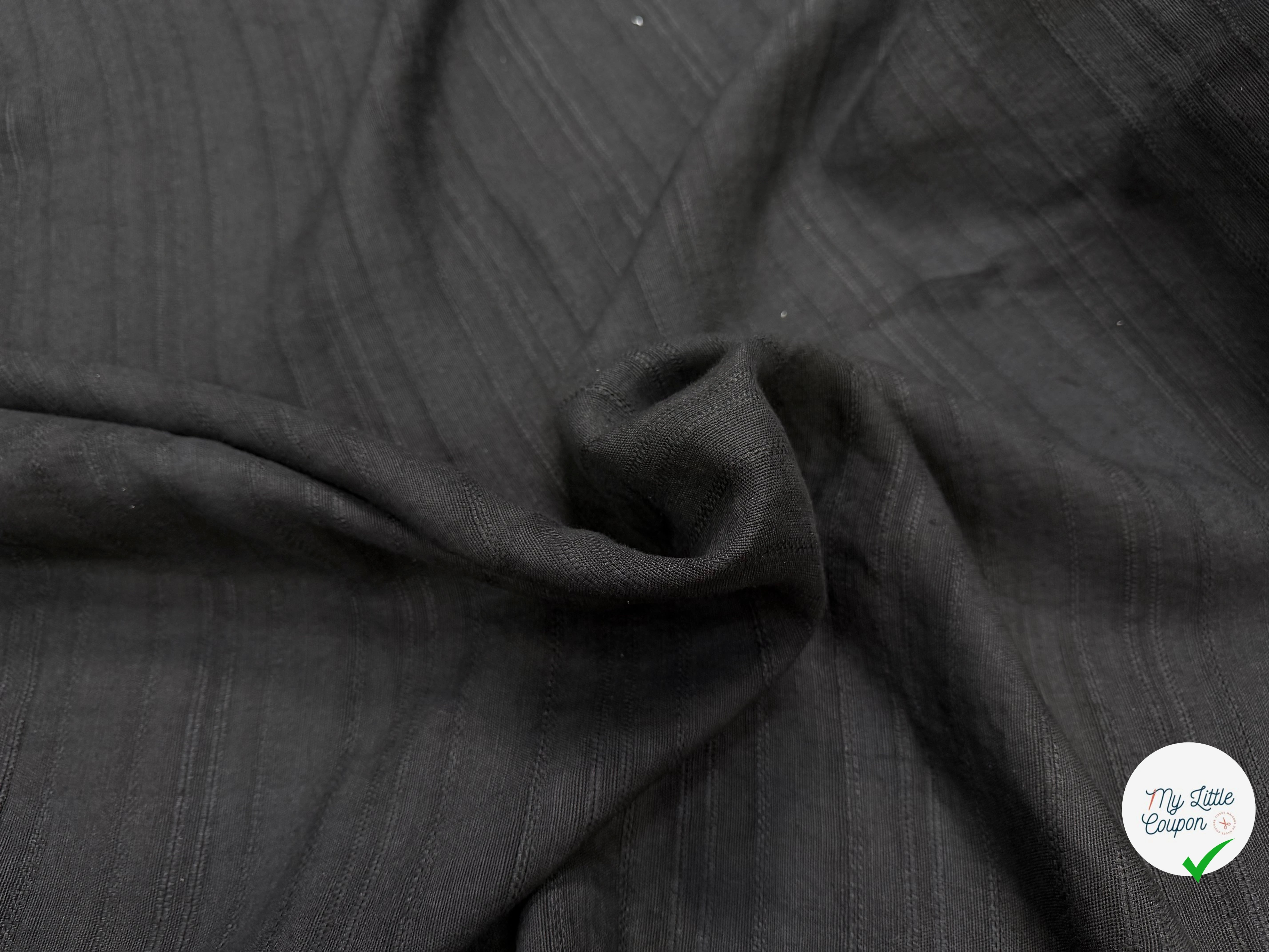 LIN VISCOSE NOIR SUPERBE TENUE RAYURES - My Little Coupon