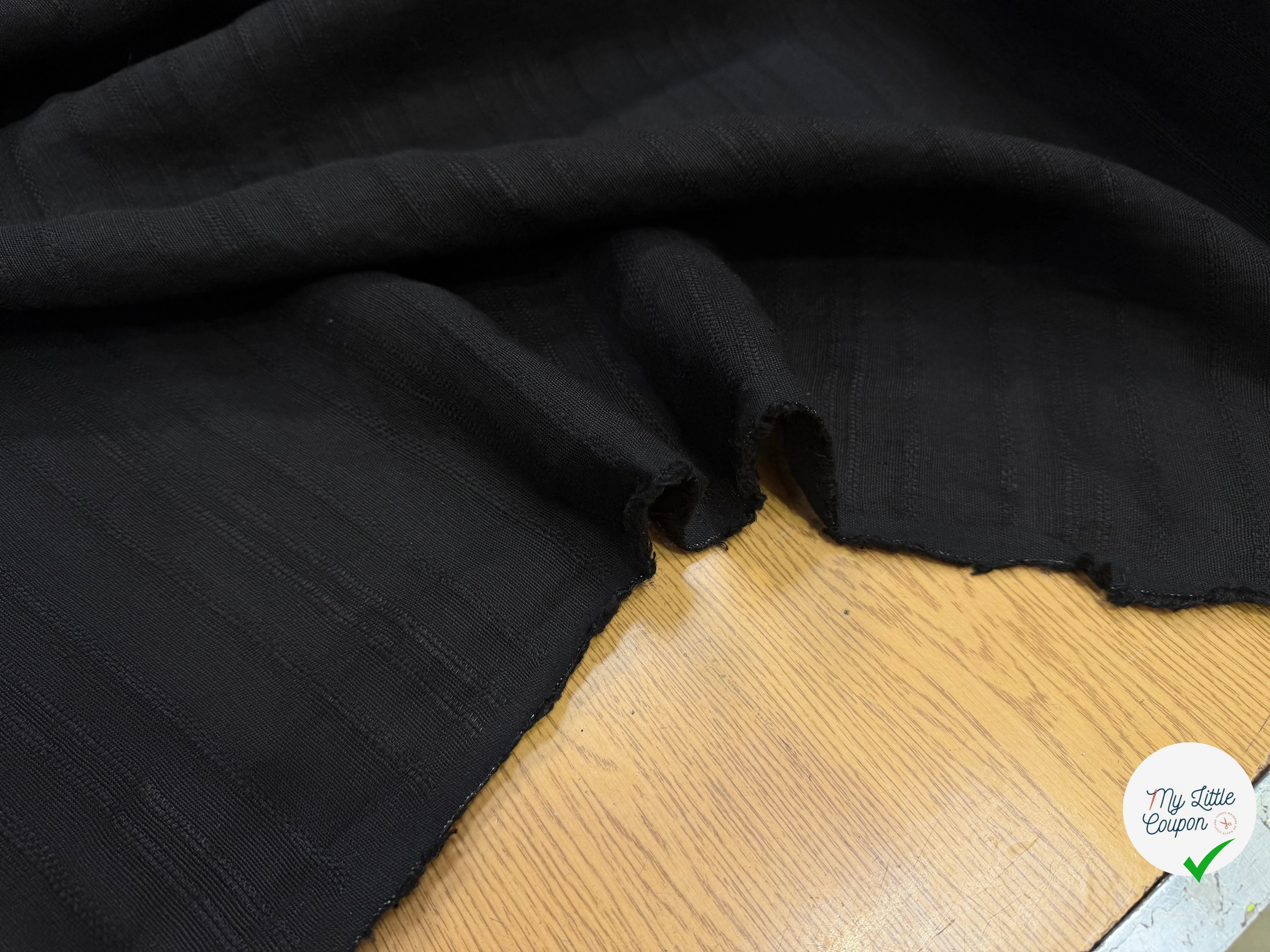 LIN VISCOSE NOIR SUPERBE TENUE RAYURES - My Little Coupon