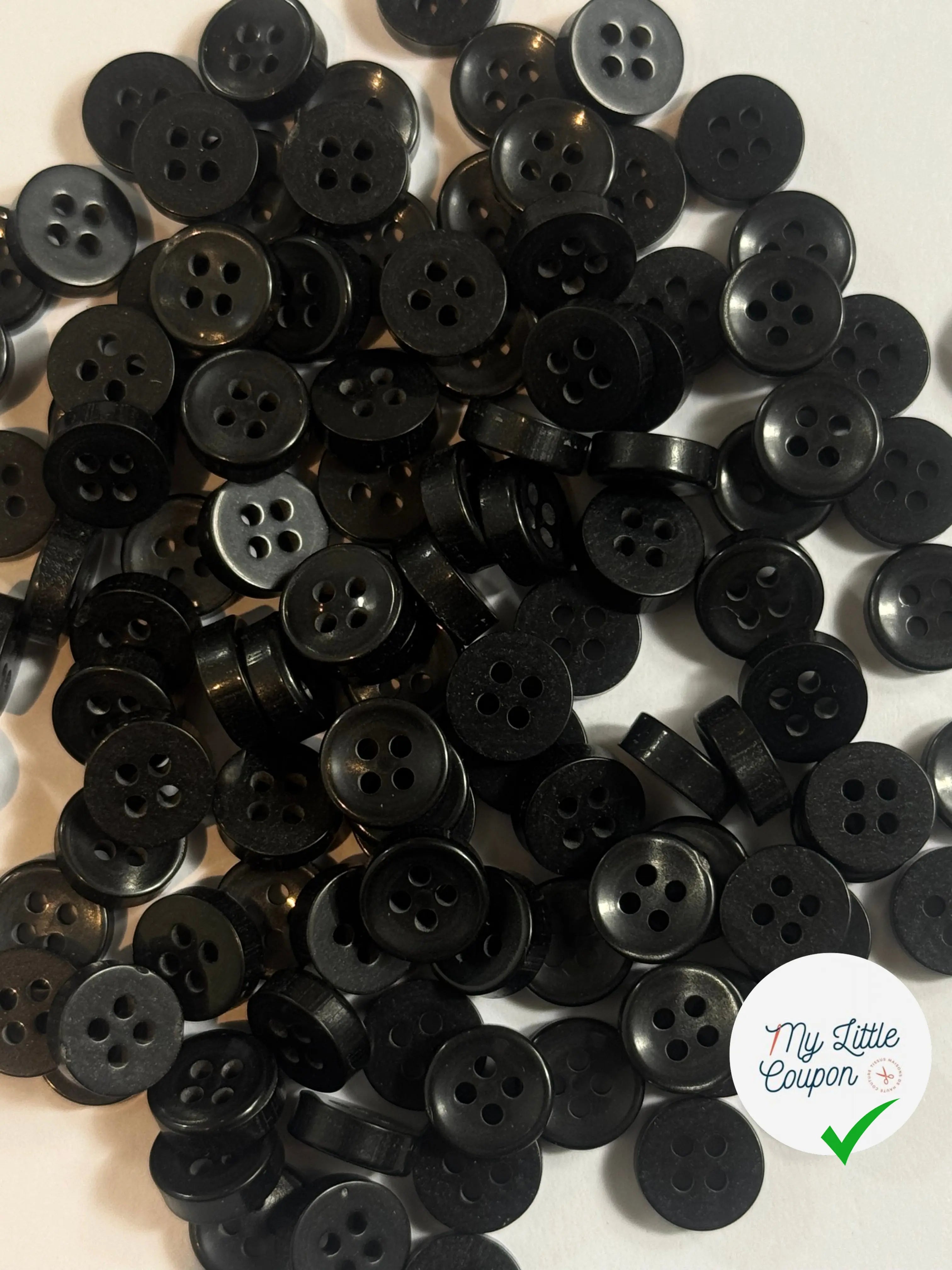 LOT DE 10 BOUTONS NOIR A 4 TROUS 9MM - My Little Coupon