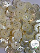 LOT DE 10 BOUTONS SOUPLES A 4 ROUS BLANC NACRE 17 MM - My Little Coupon