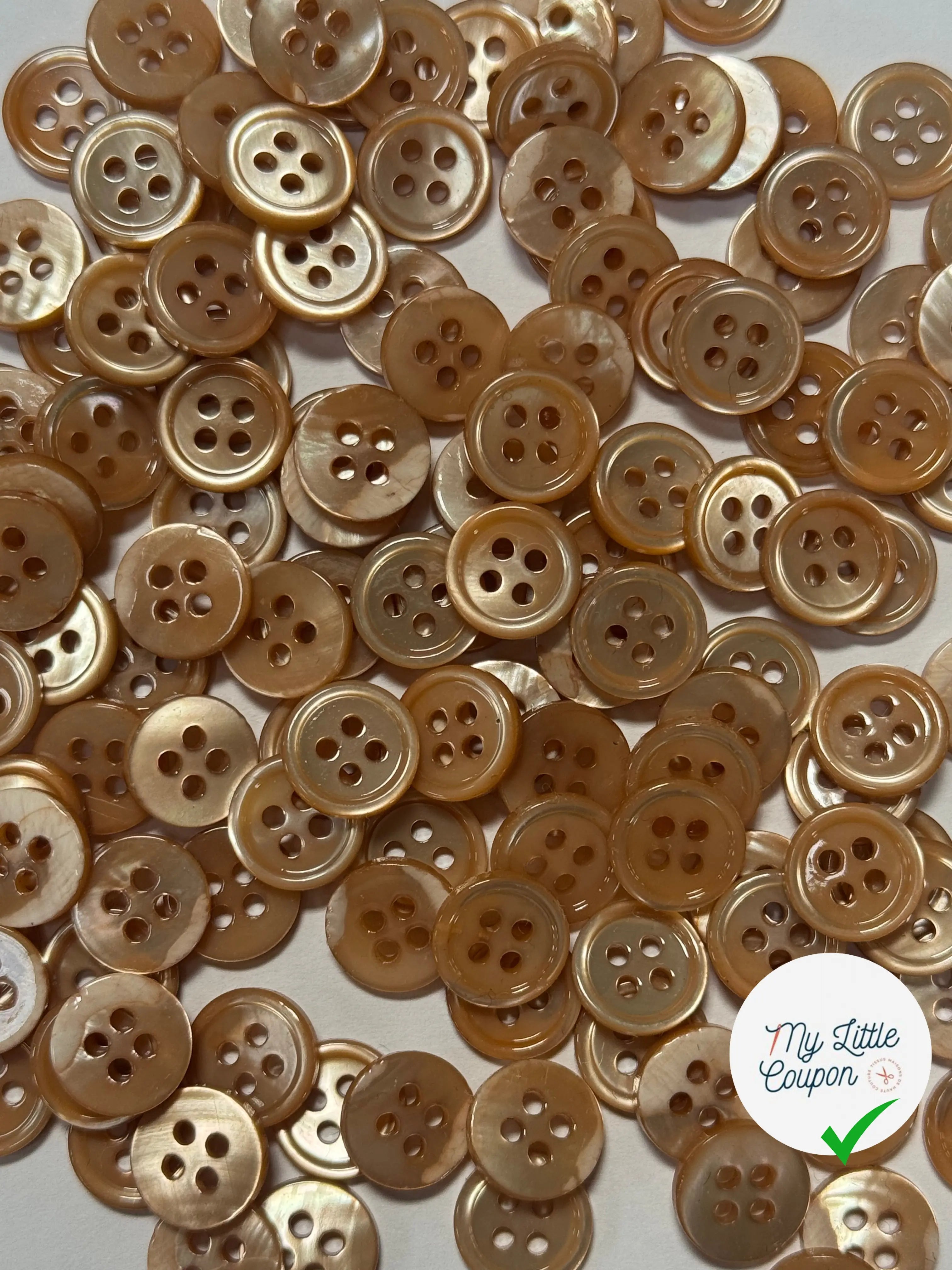 LOT DE 5 BOUTON À 4 TROUS CHEMISE OCRE 1CM - My Little Coupon