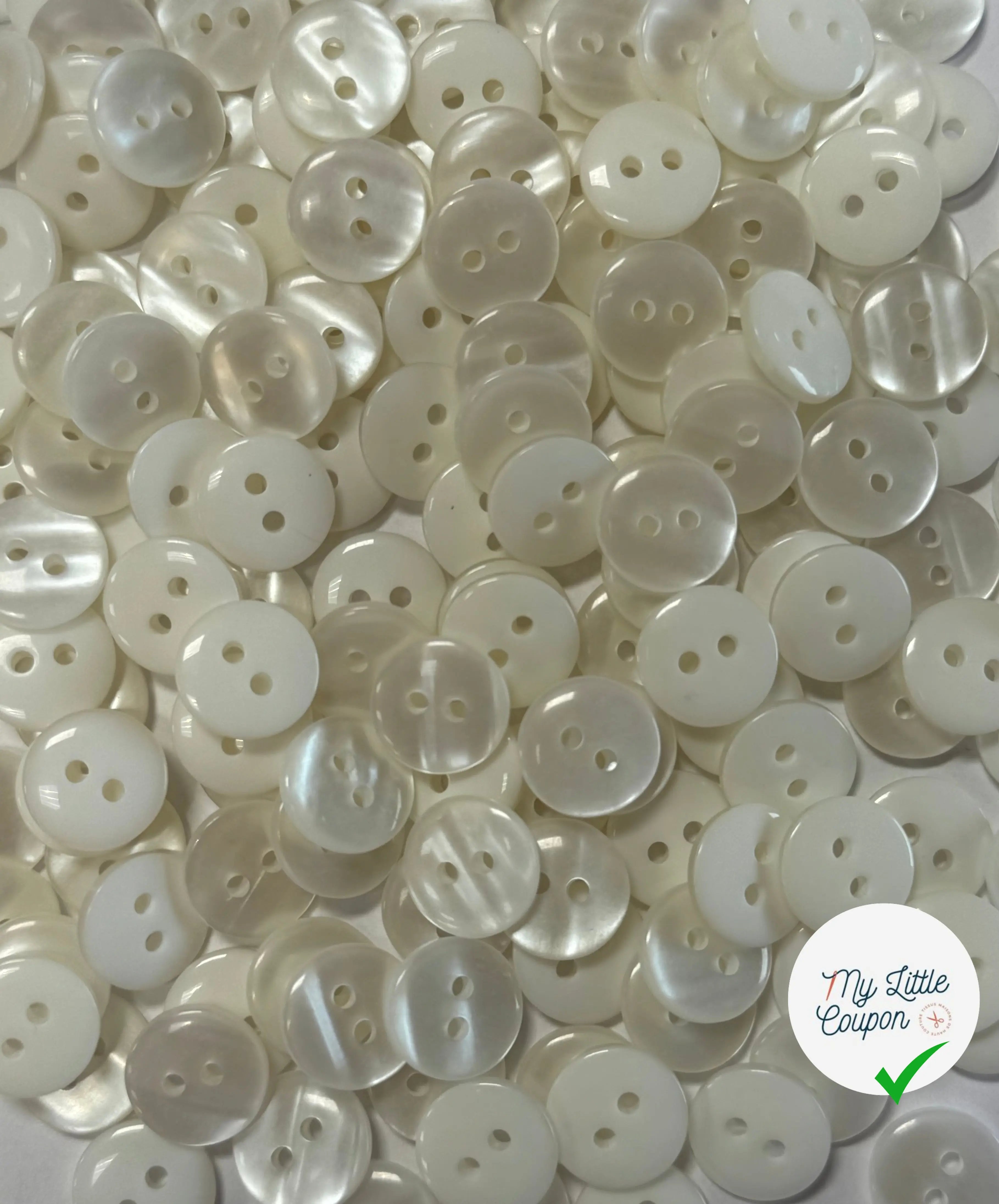 LOT DE 5 BOUTONS A DEUX TROUS BLANC NACRE - My Little Coupon