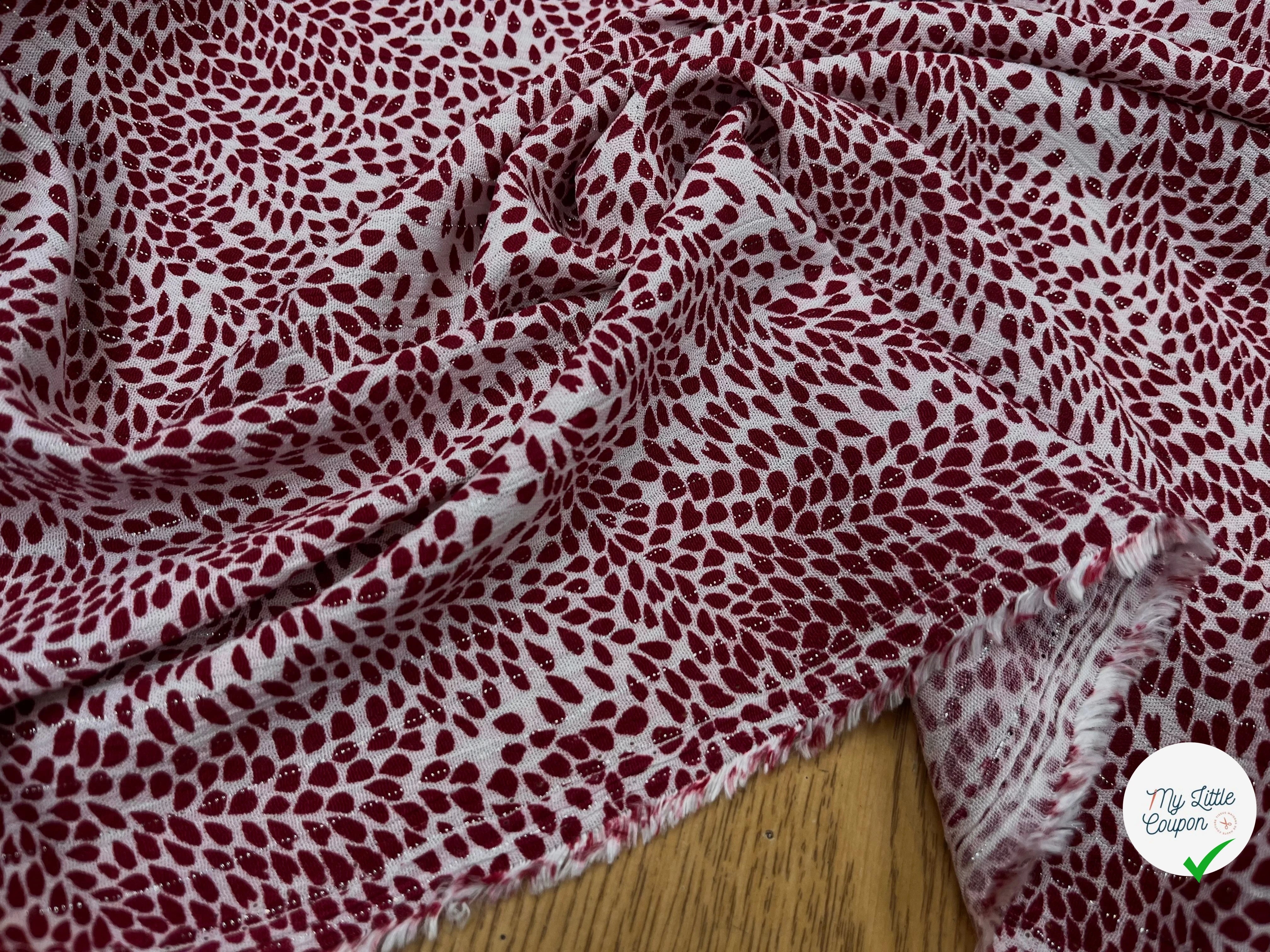 LUREX  YORYU FOND BLANC FEUILLE ROUGE - My Little Coupon