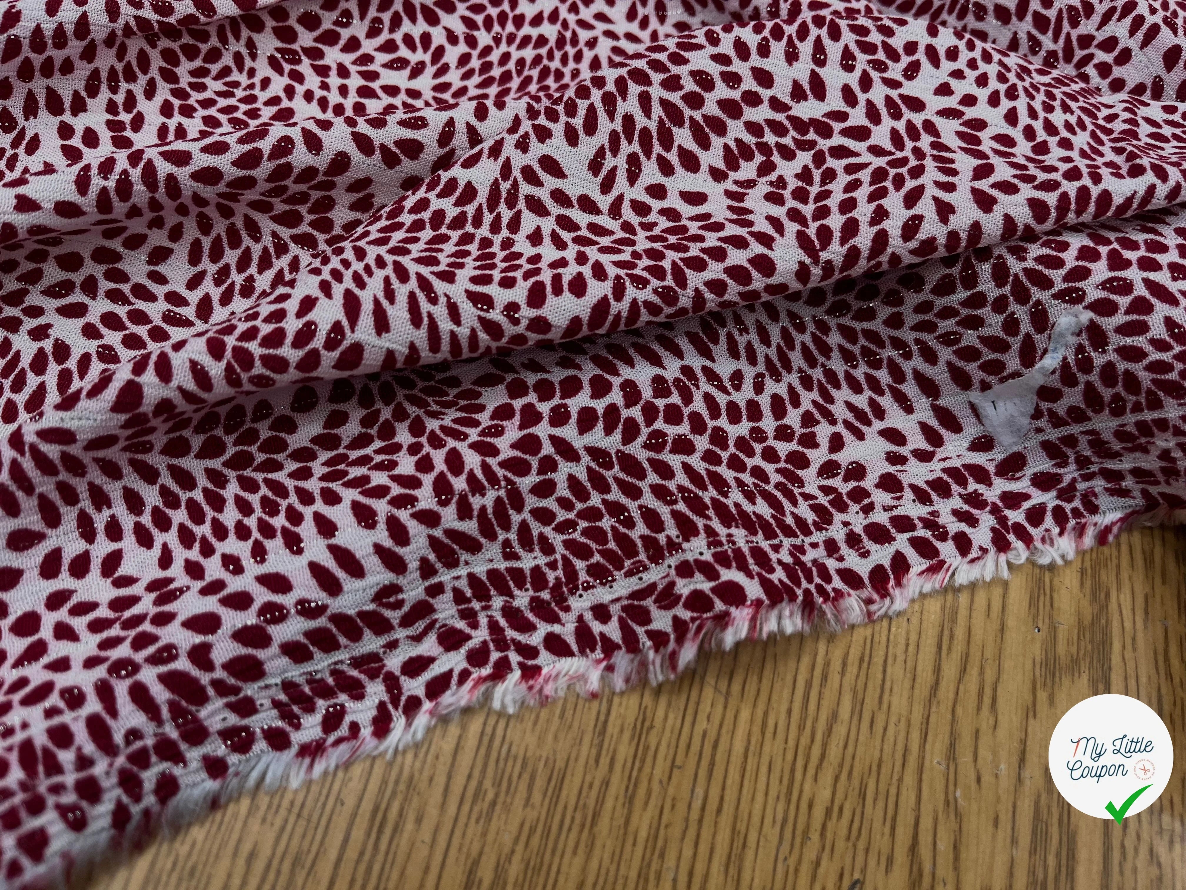 LUREX  YORYU FOND BLANC FEUILLE ROUGE - My Little Coupon