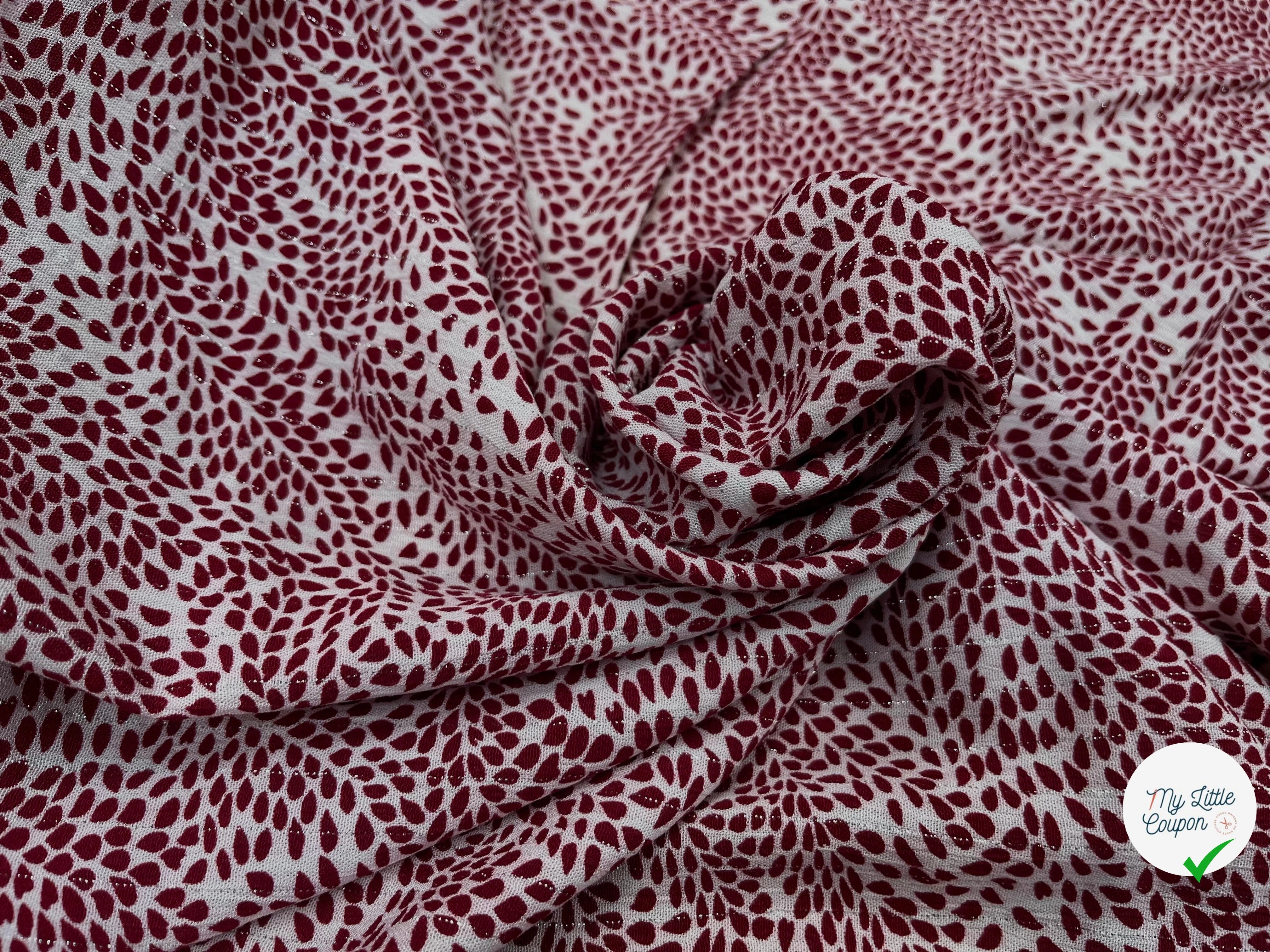 LUREX  YORYU FOND BLANC FEUILLE ROUGE - My Little Coupon