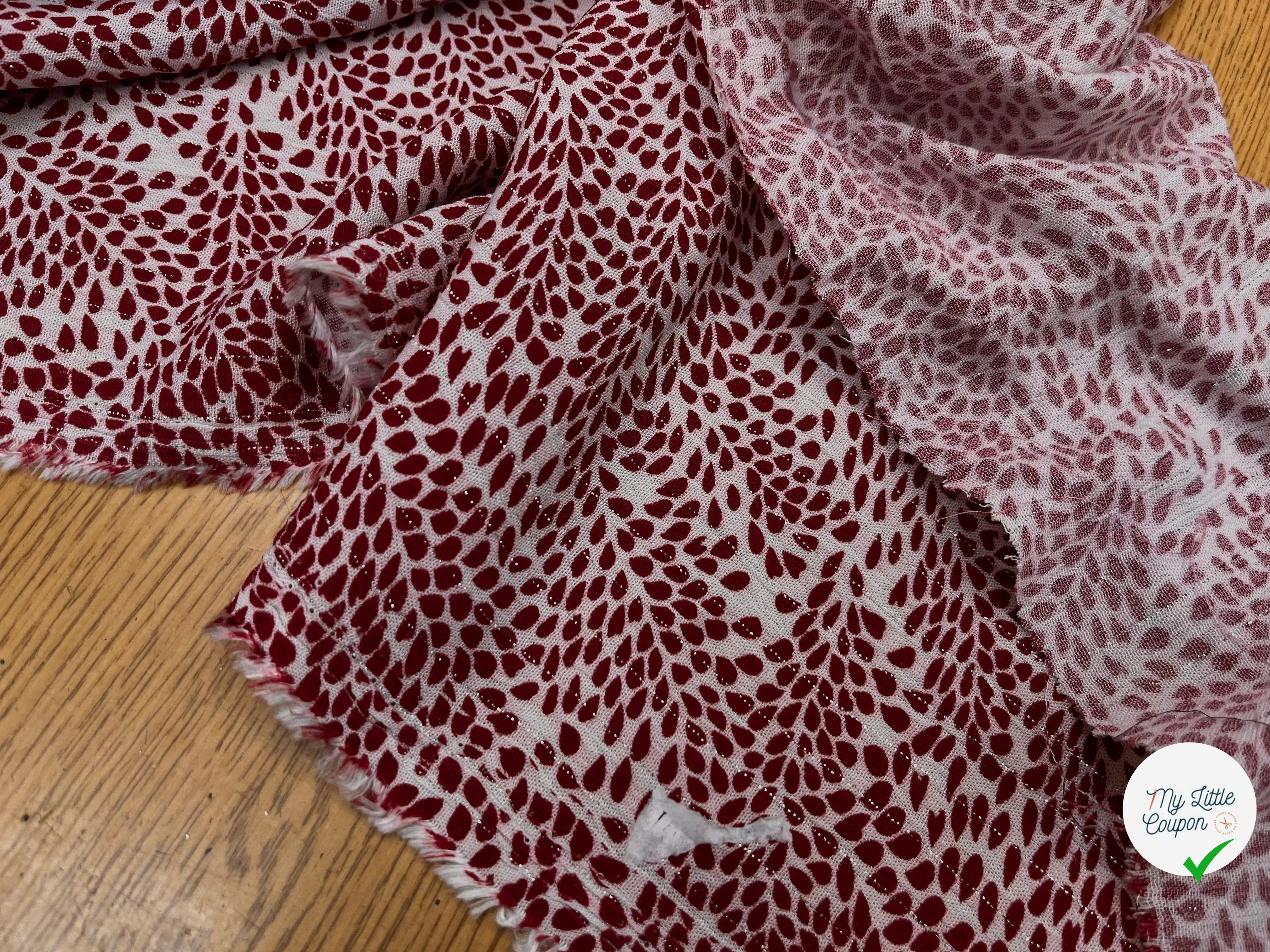 LUREX  YORYU FOND BLANC FEUILLE ROUGE - My Little Coupon