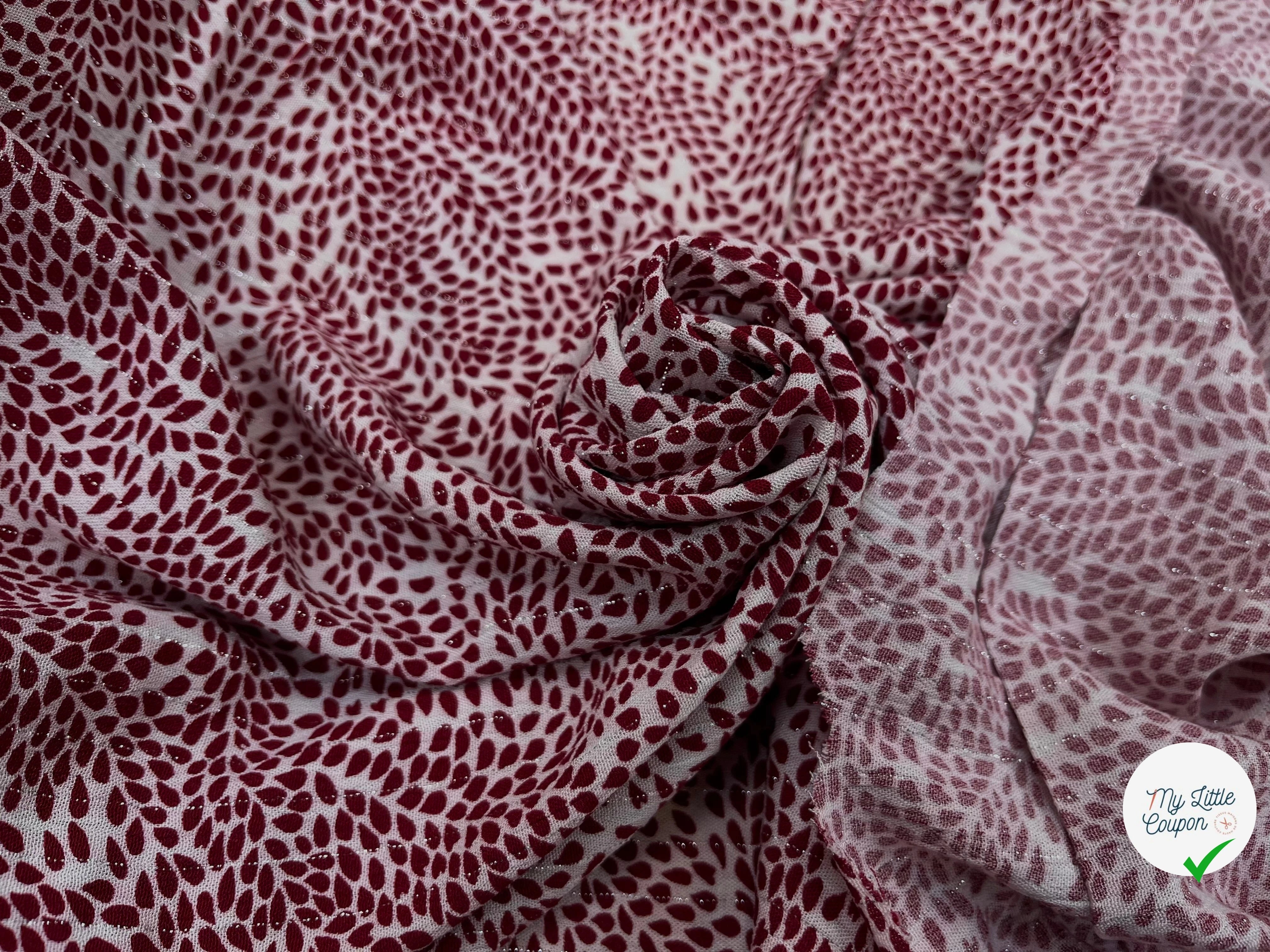 LUREX  YORYU FOND BLANC FEUILLE ROUGE - My Little Coupon