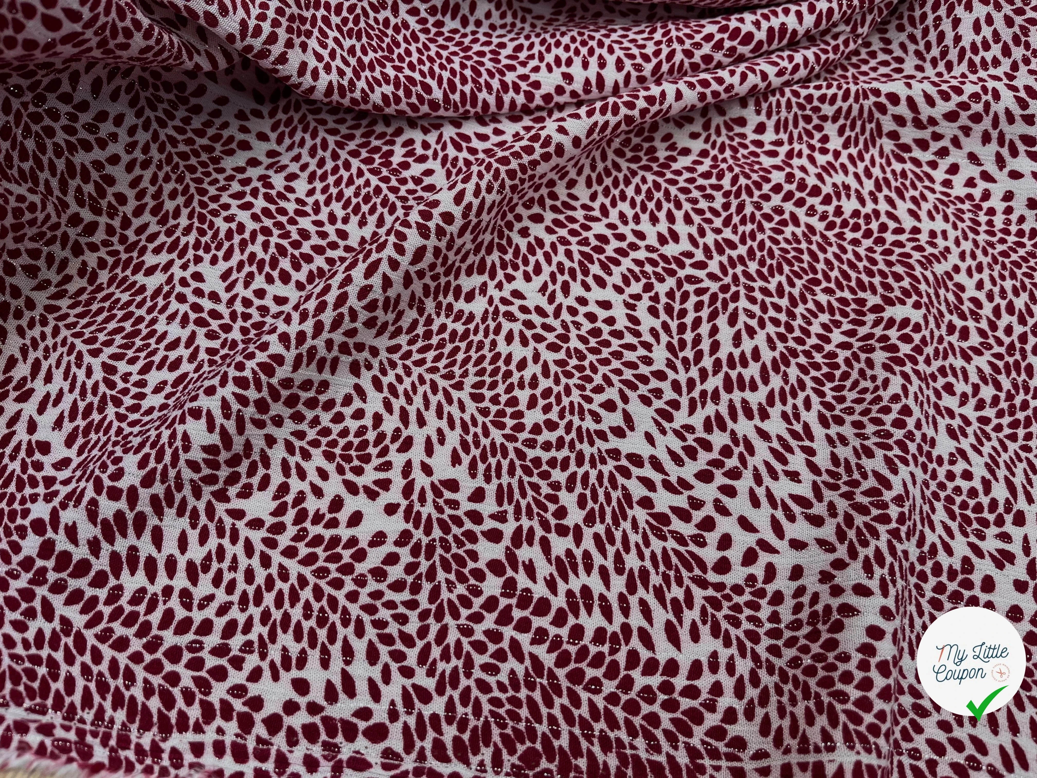 LUREX  YORYU FOND BLANC FEUILLE ROUGE - My Little Coupon