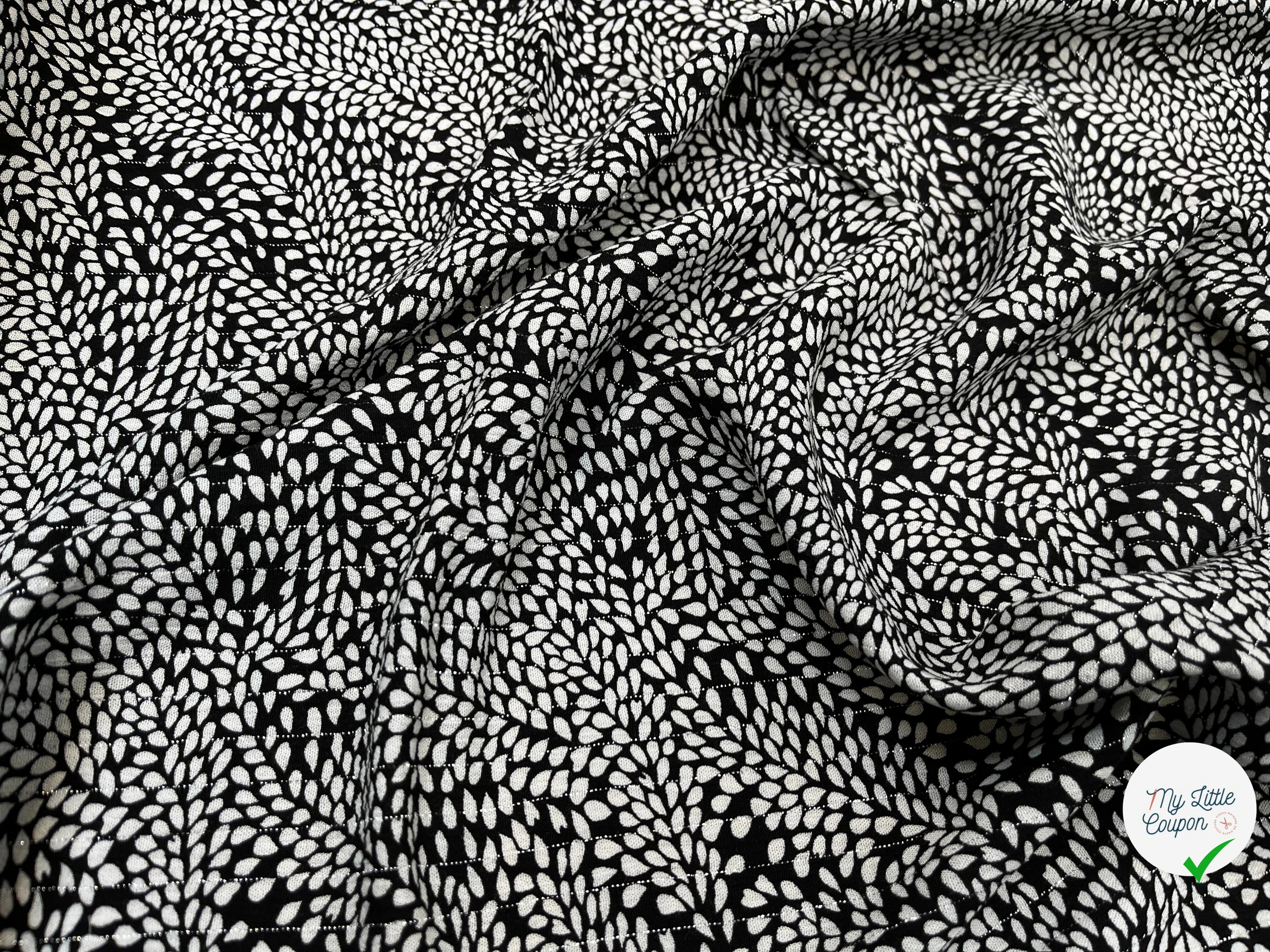 LUREX  YORYU FOND NOIR FEUILLE BLANCHE - My Little Coupon