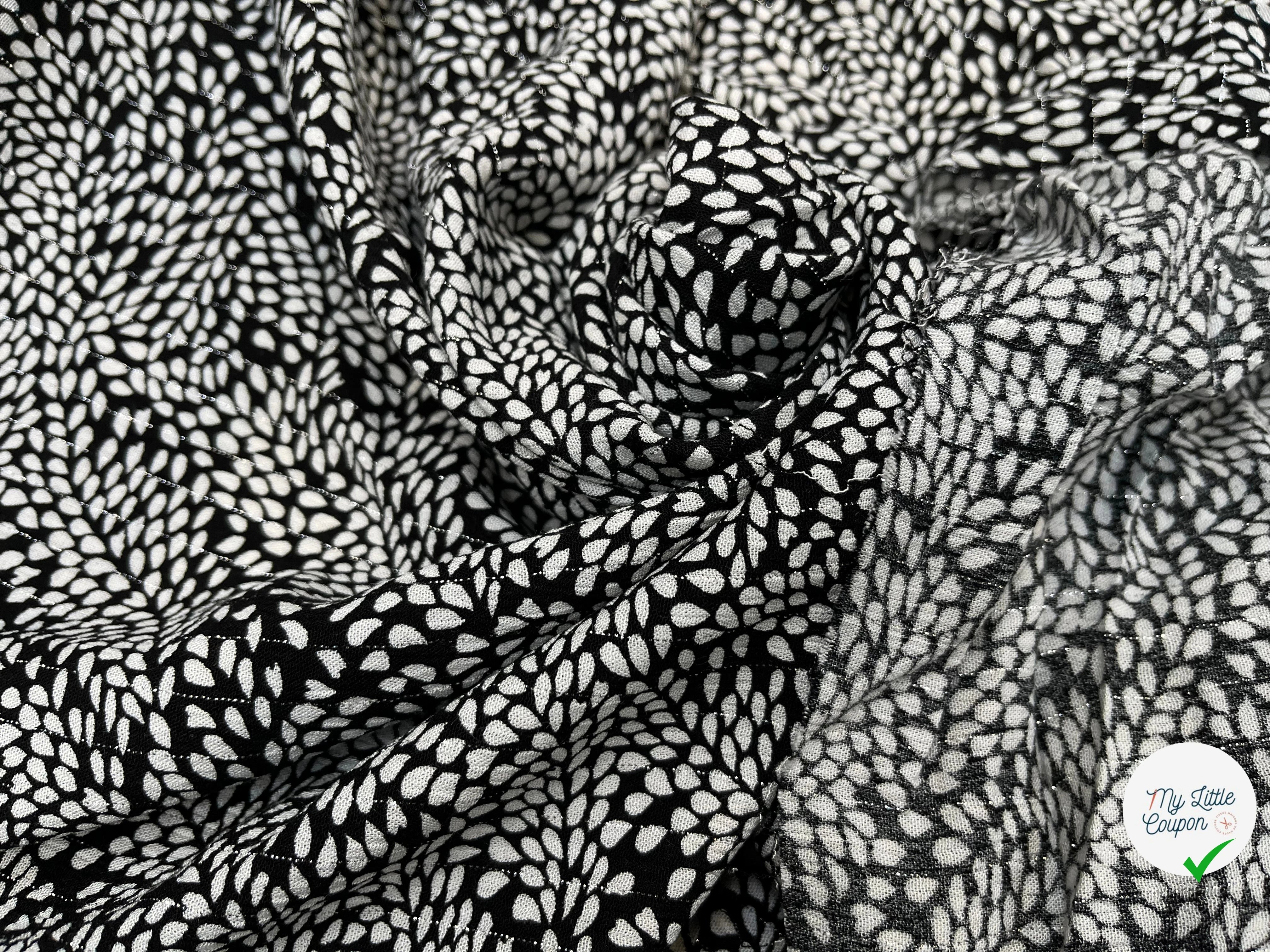 LUREX  YORYU FOND NOIR FEUILLE BLANCHE - My Little Coupon