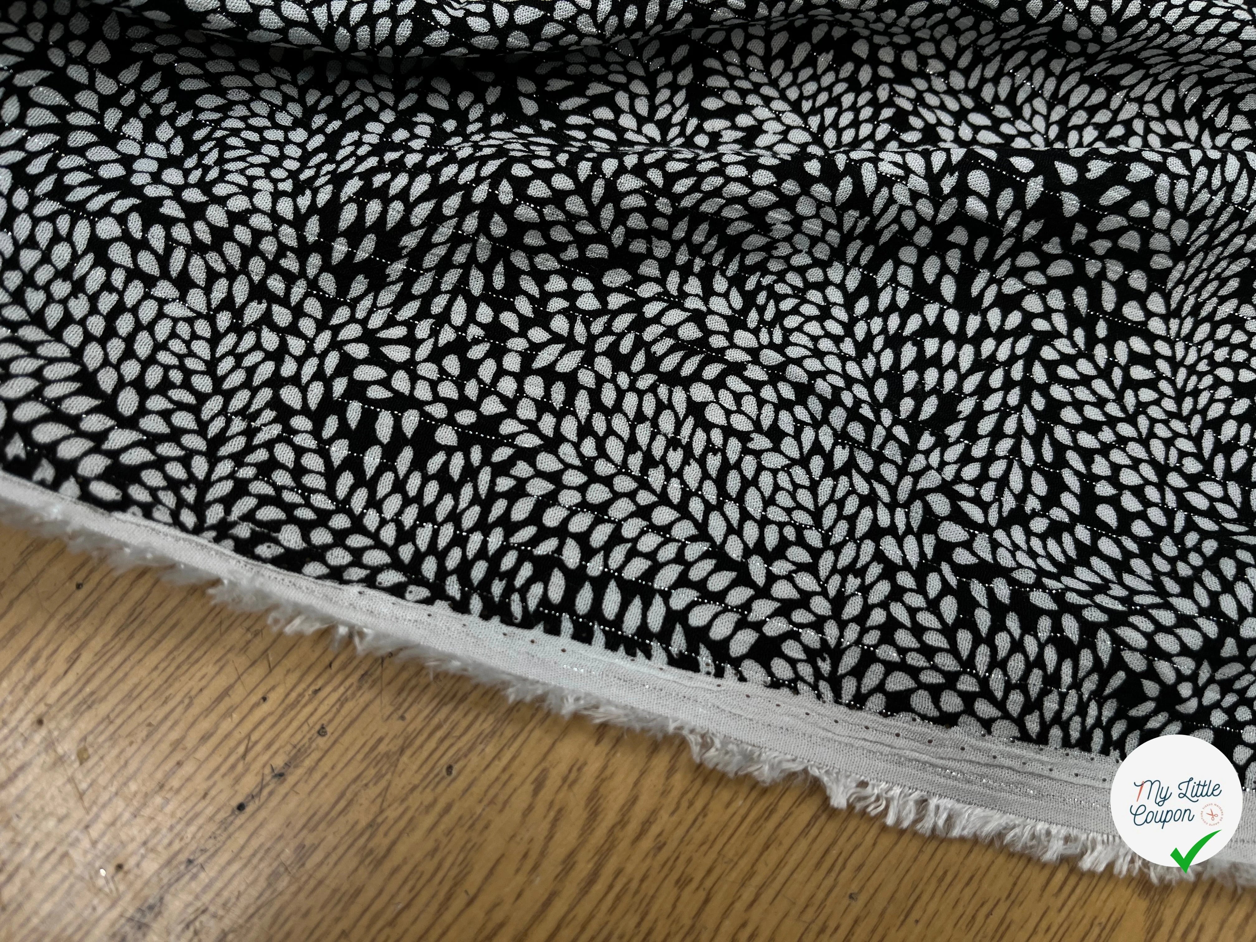 LUREX  YORYU FOND NOIR FEUILLE BLANCHE - My Little Coupon