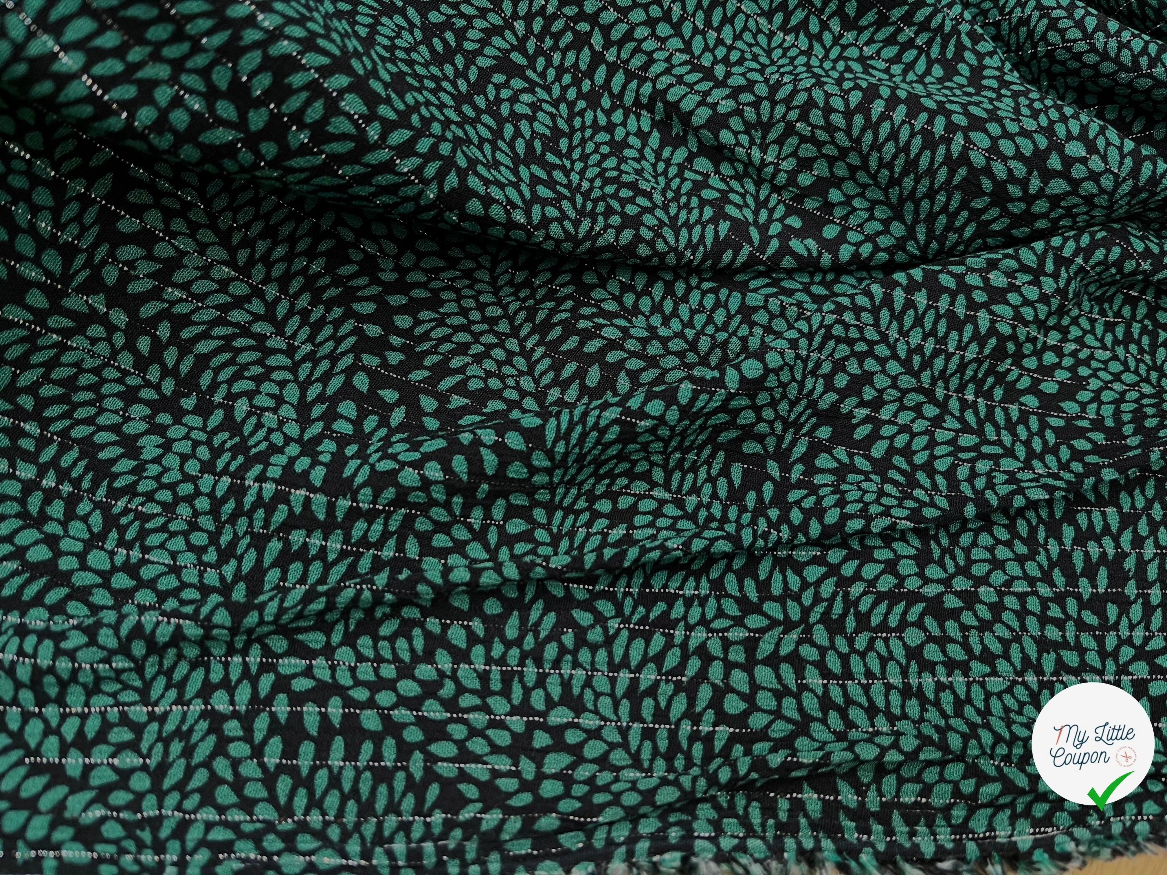 LUREX  YORYU FOND NOIR FEUILLE VERTE - My Little Coupon
