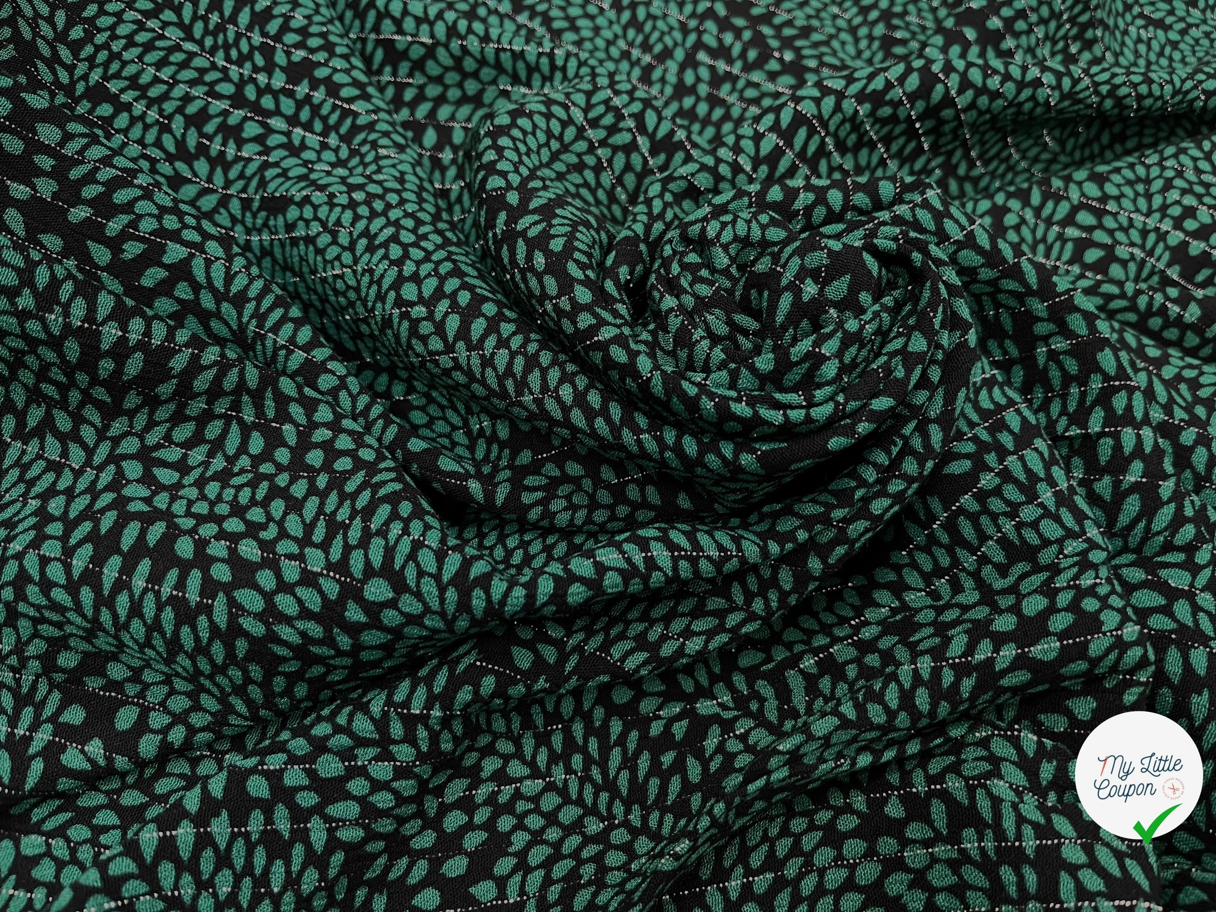 LUREX  YORYU FOND NOIR FEUILLE VERTE - My Little Coupon