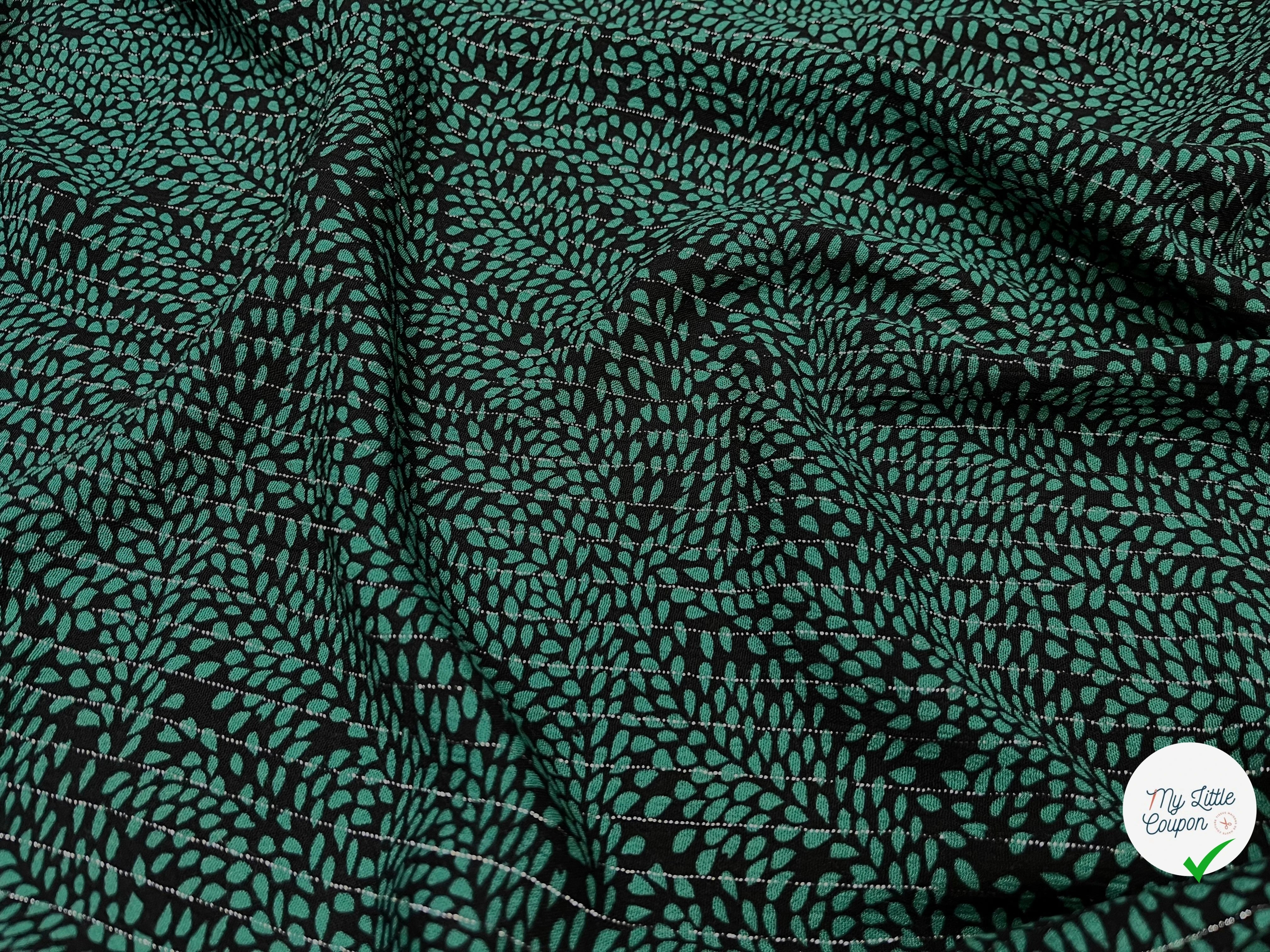 LUREX  YORYU FOND NOIR FEUILLE VERTE - My Little Coupon