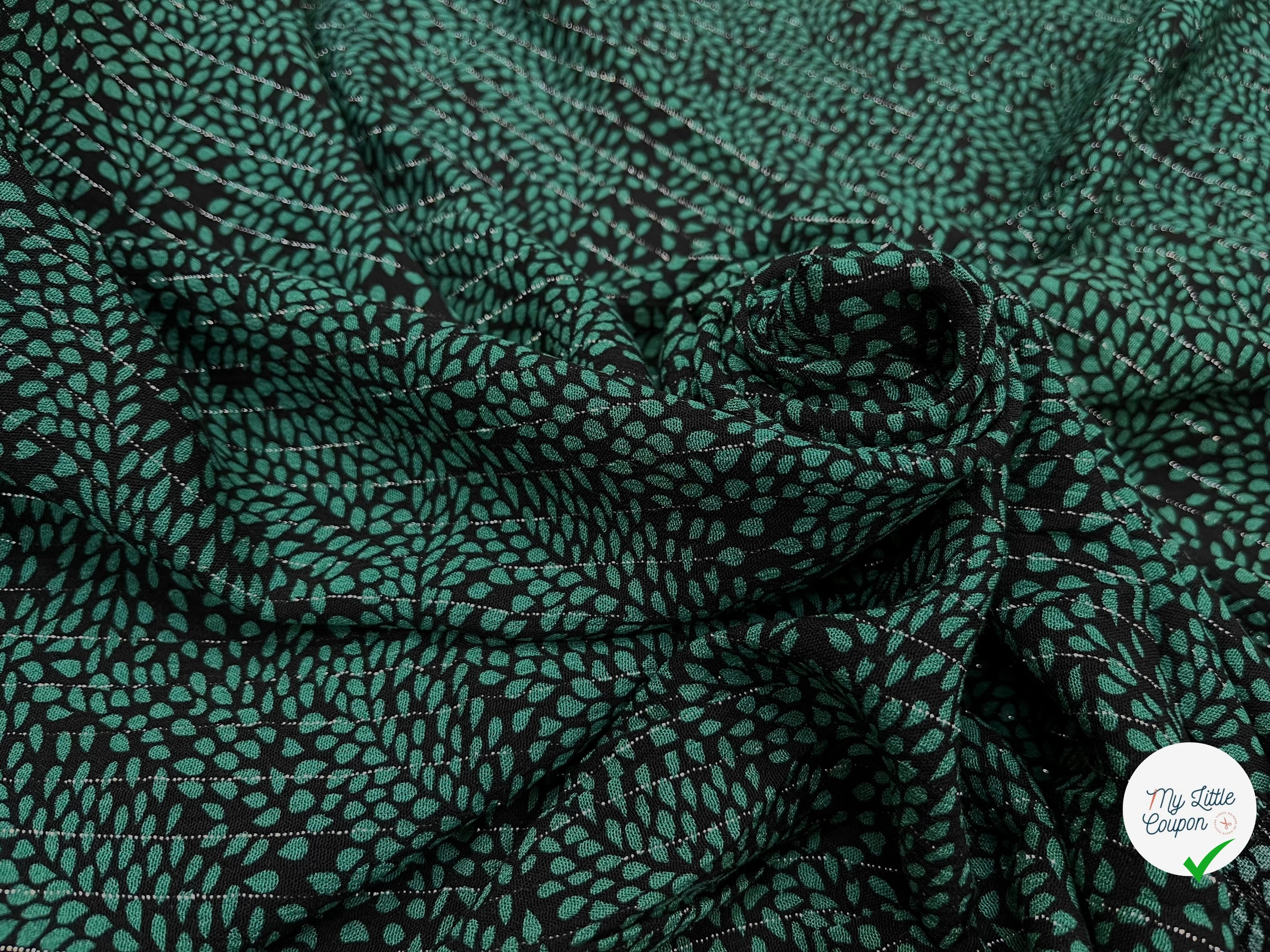 LUREX  YORYU FOND NOIR FEUILLE VERTE - My Little Coupon