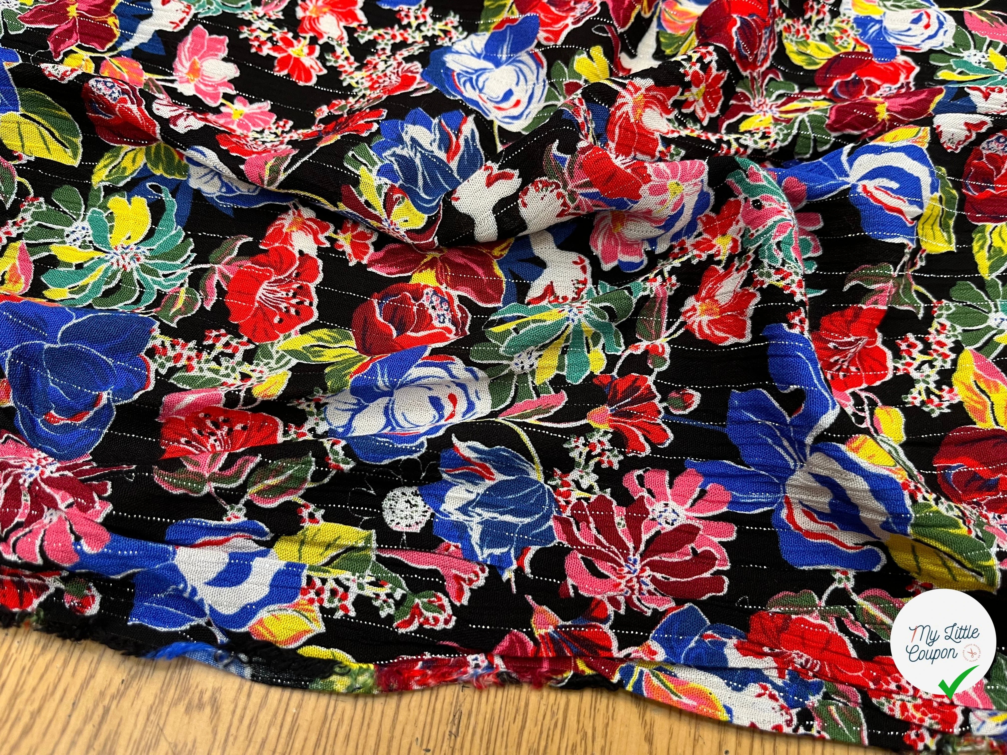 LUREX YORYU FOND NOIR FLEURS MULTICOLOR - My Little Coupon