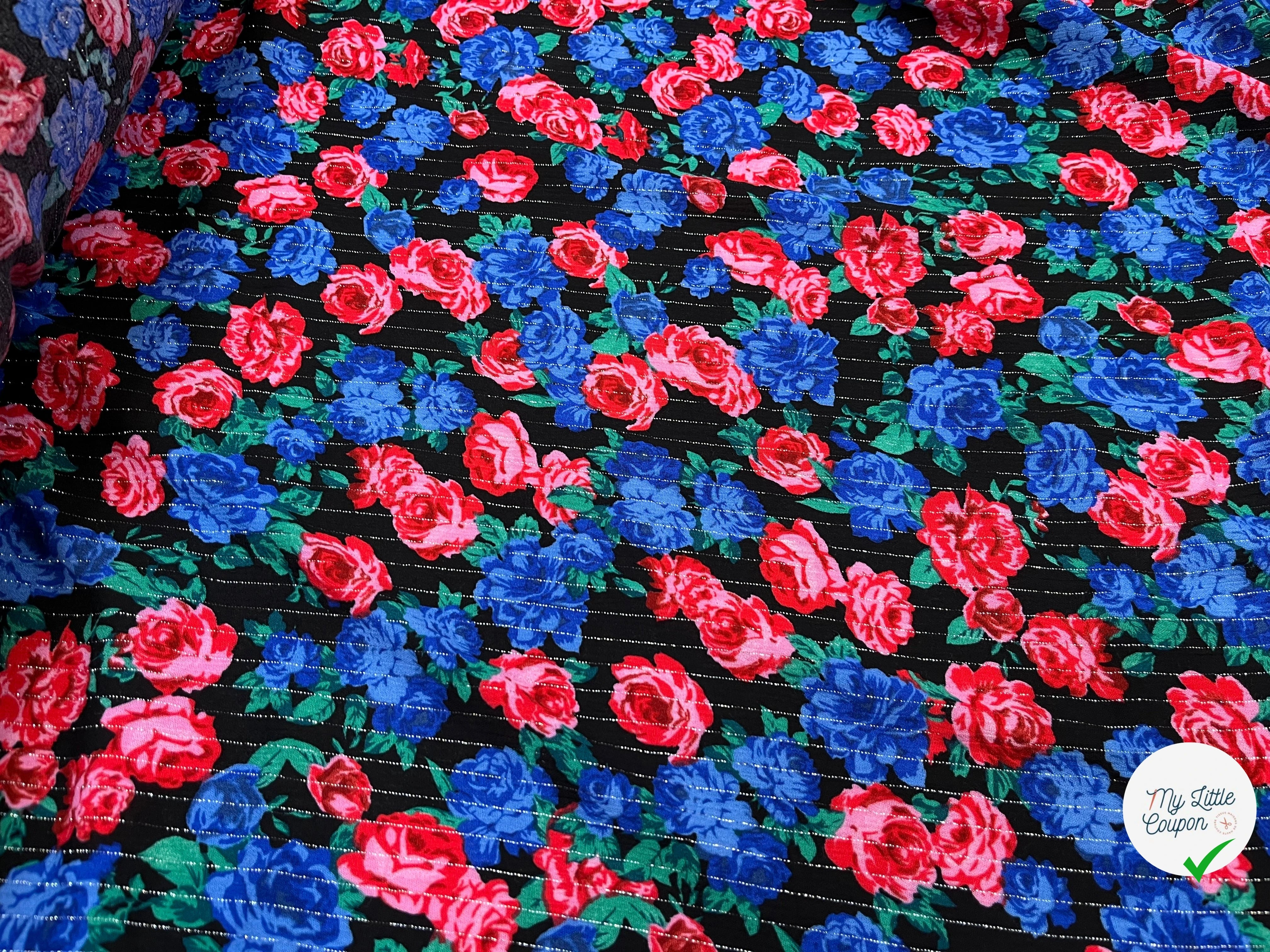 LUREX YORYU FOND NOIR ROSE BLEUES ET ROUGES - My Little Coupon