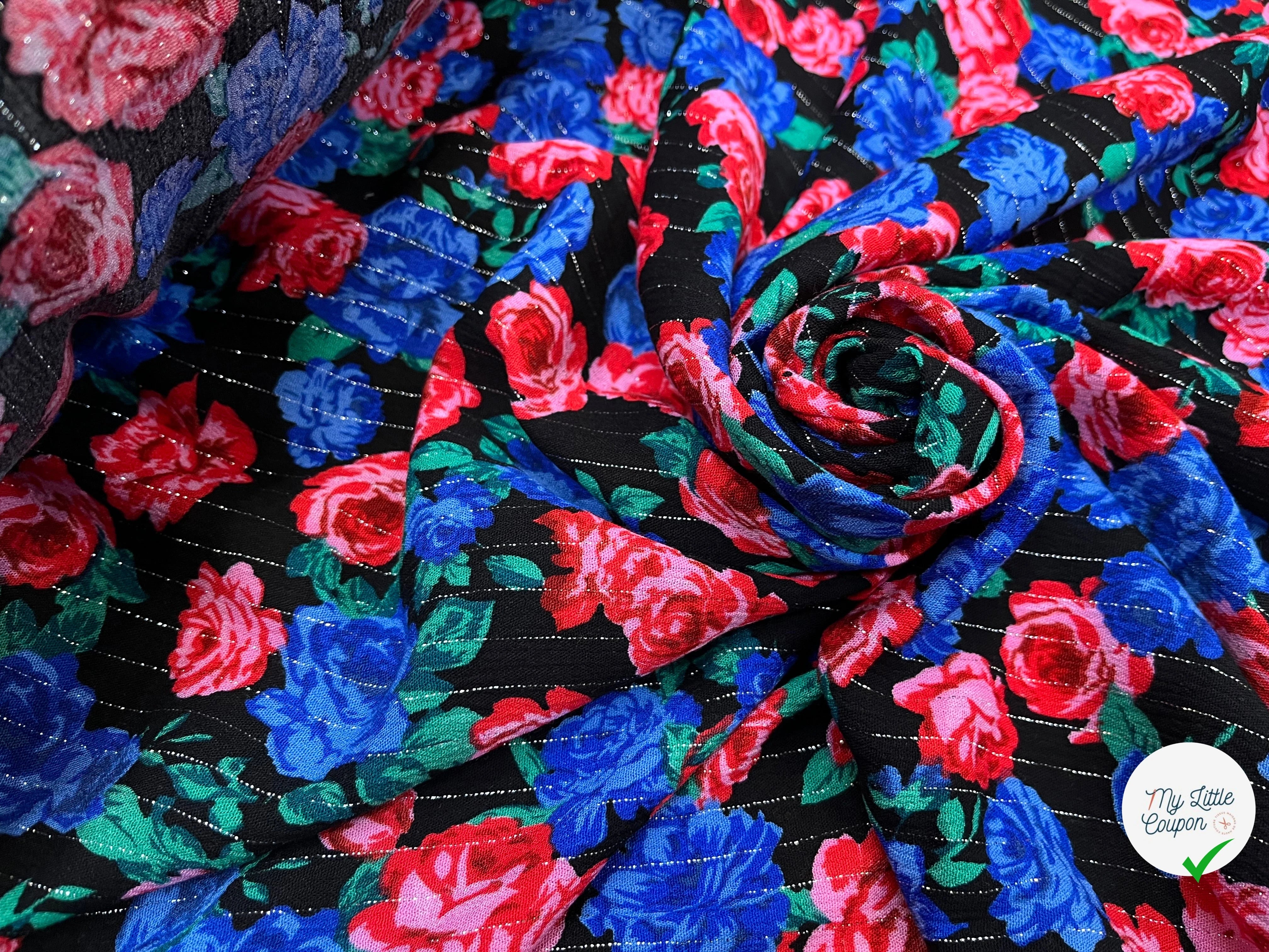 LUREX YORYU FOND NOIR ROSE BLEUES ET ROUGES - My Little Coupon