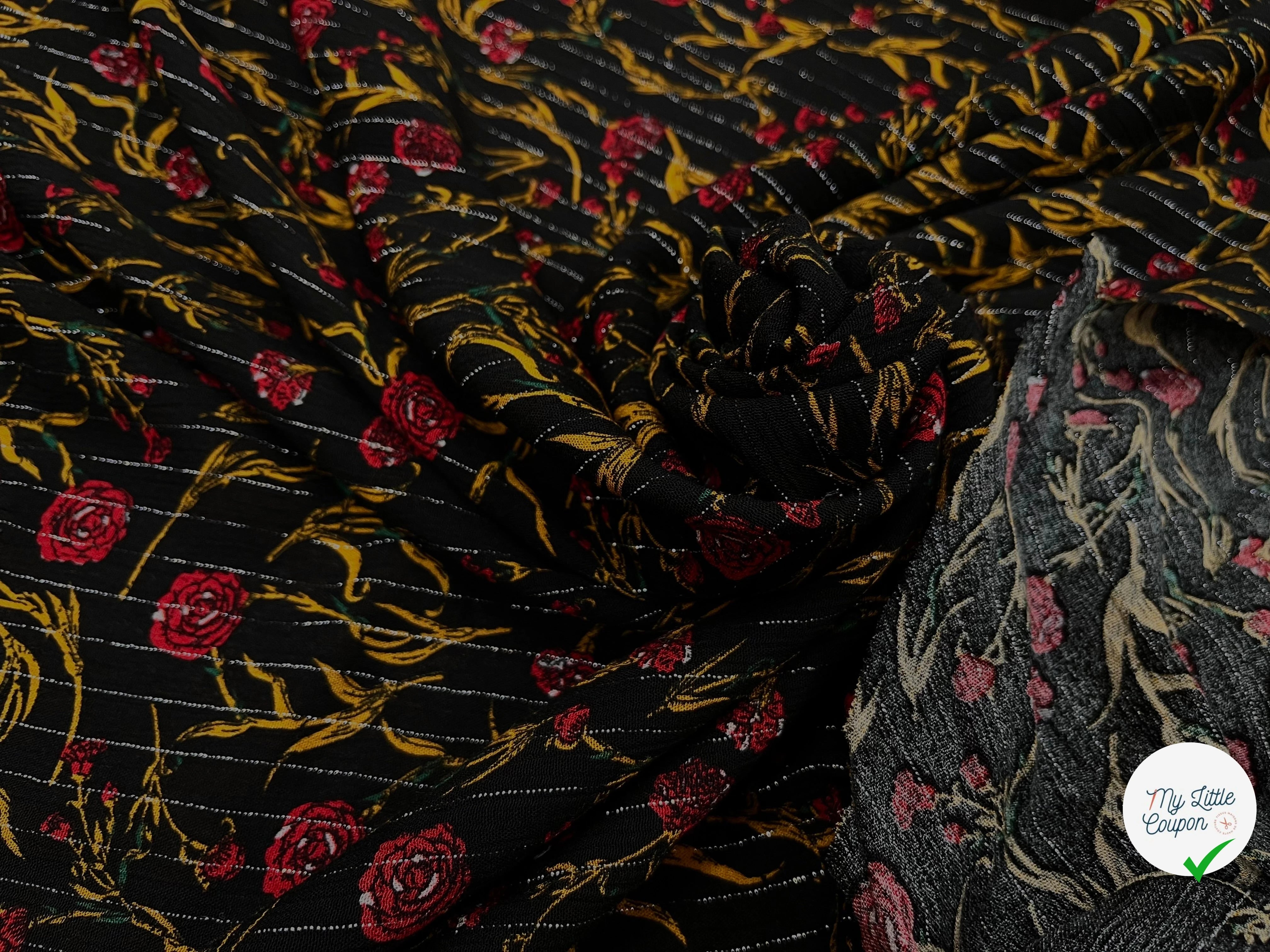 LUREX YORYU FOND NOIR ROSE ROUGE - My Little Coupon