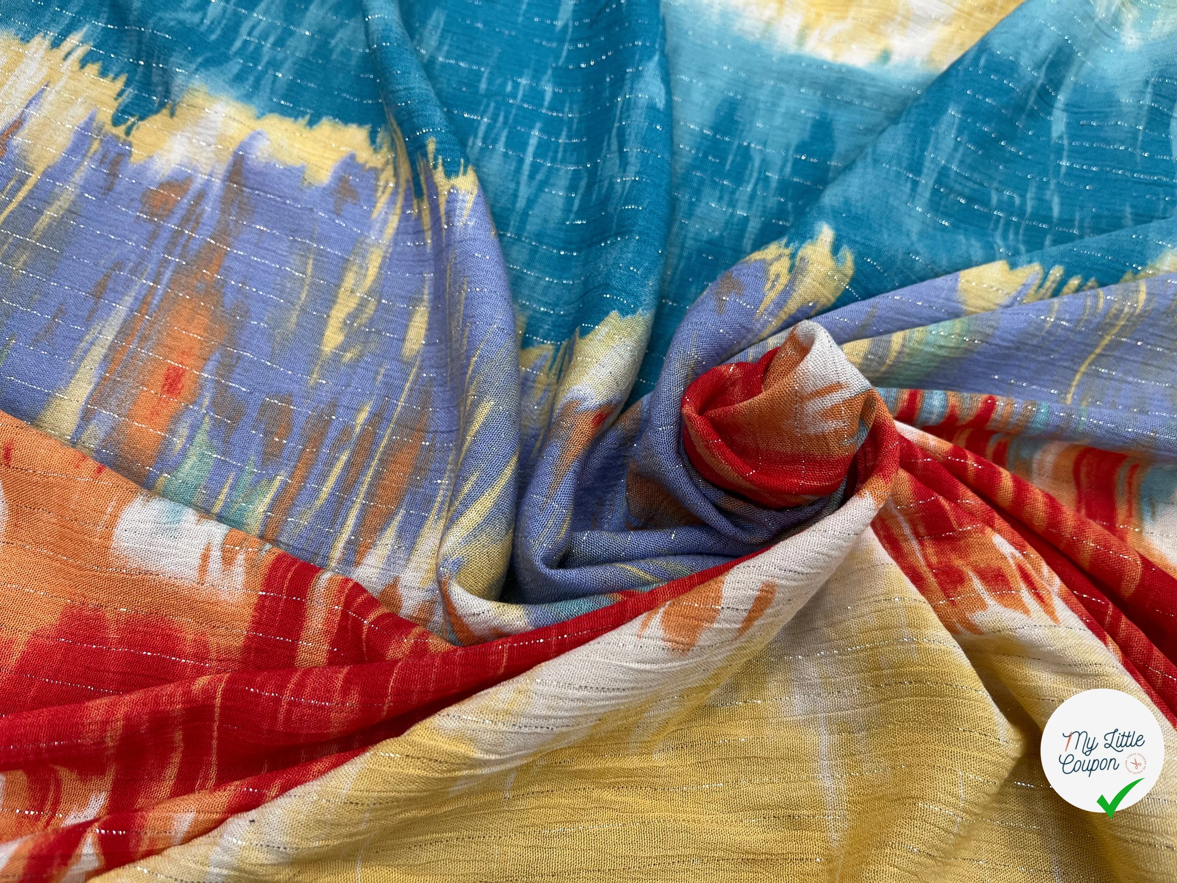 LUREX  YORYU TIE AND DYE MULTICOLORS BLEU/ROUGE/BEIGE - My Little Coupon