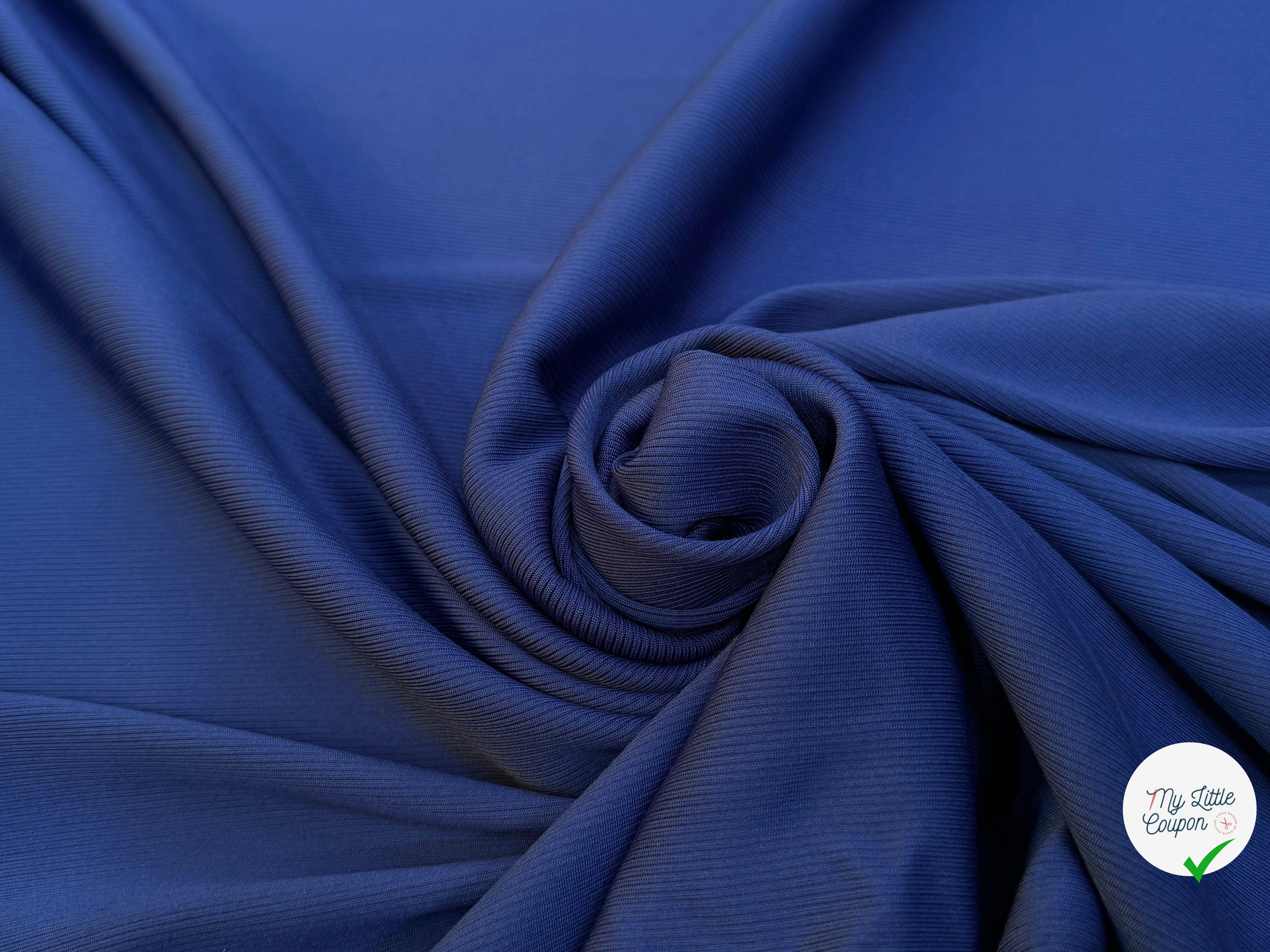 MAILLE COTELÉE LOURDE BLEU LÉGÈREMENT SATINÉ - My Little Coupon
