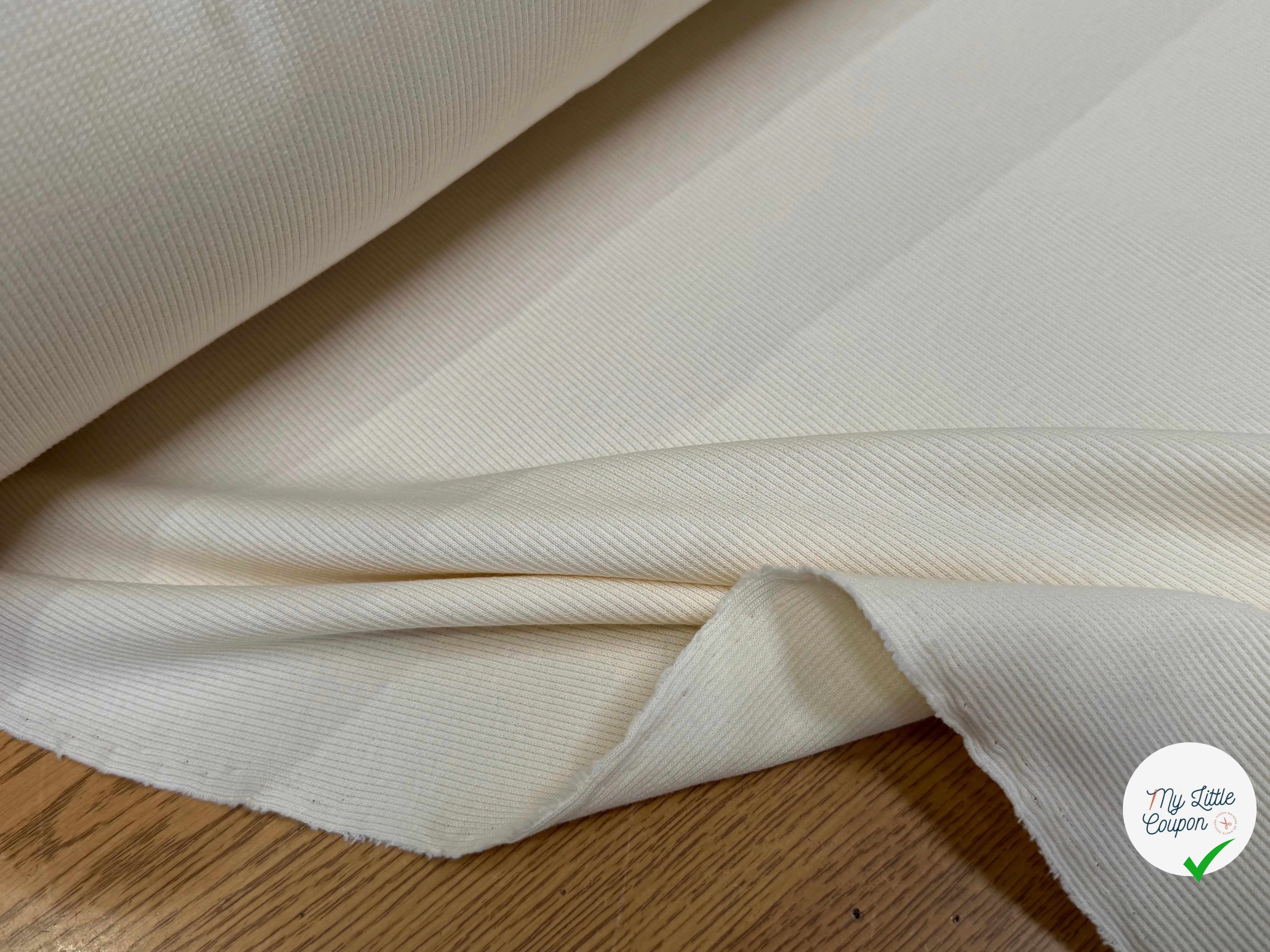 MAILLE COTON CÔTE 1X1 STRETCH COULEUR NATURELLE - My Little Coupon