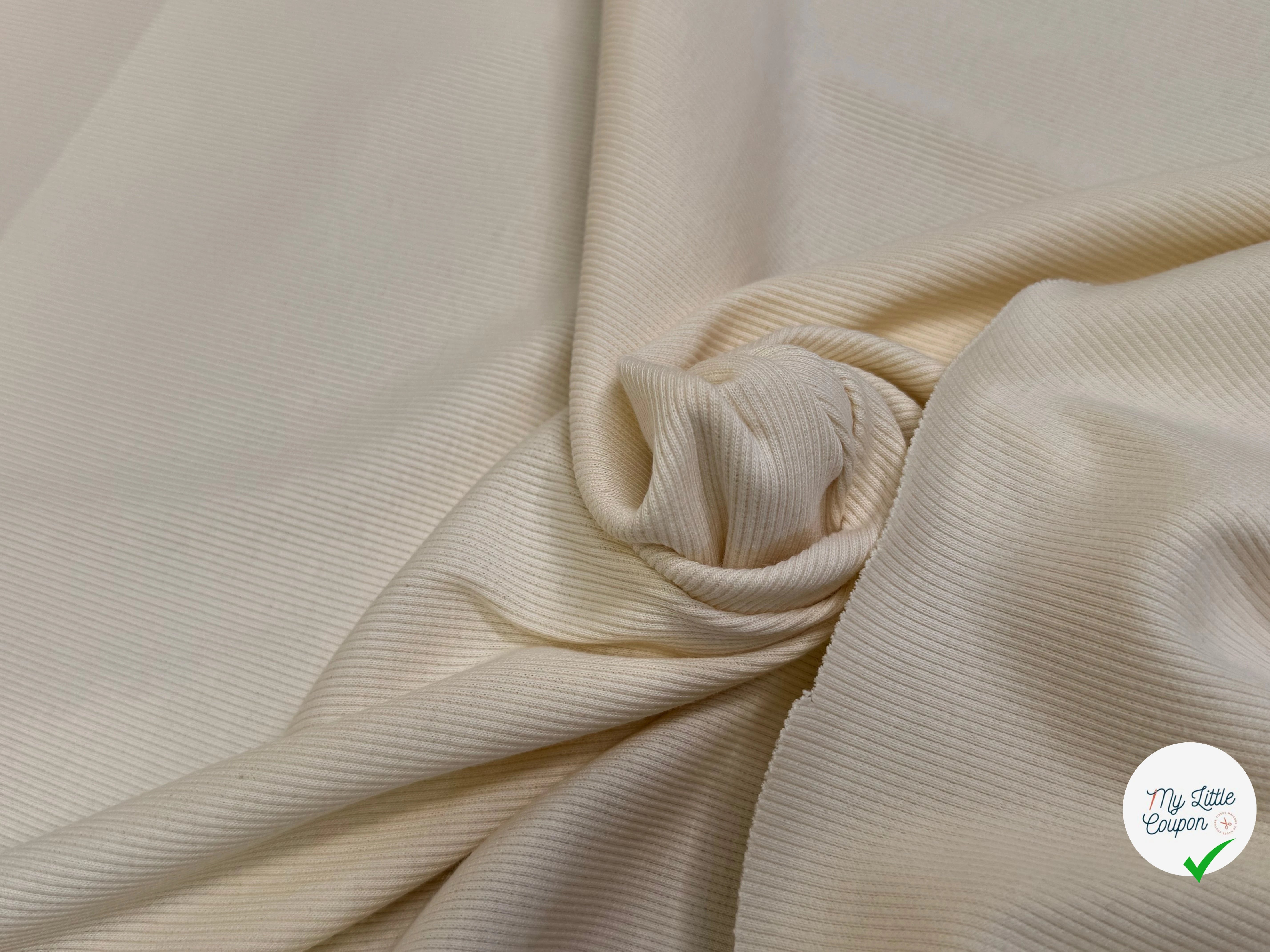 MAILLE COTON CÔTE 1X1 STRETCH COULEUR NATURELLE - My Little Coupon