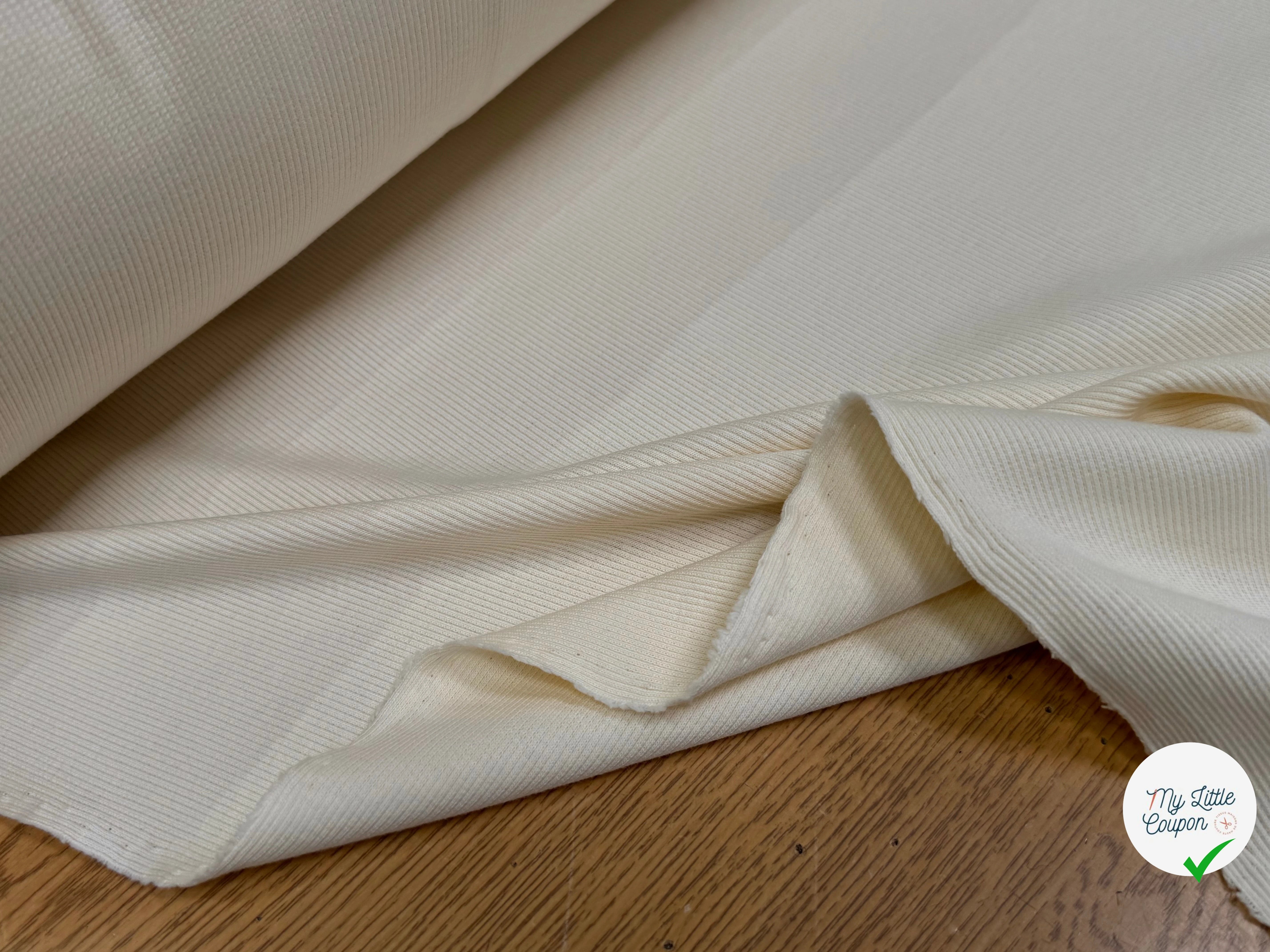 MAILLE COTON CÔTE 1X1 STRETCH COULEUR NATURELLE - My Little Coupon