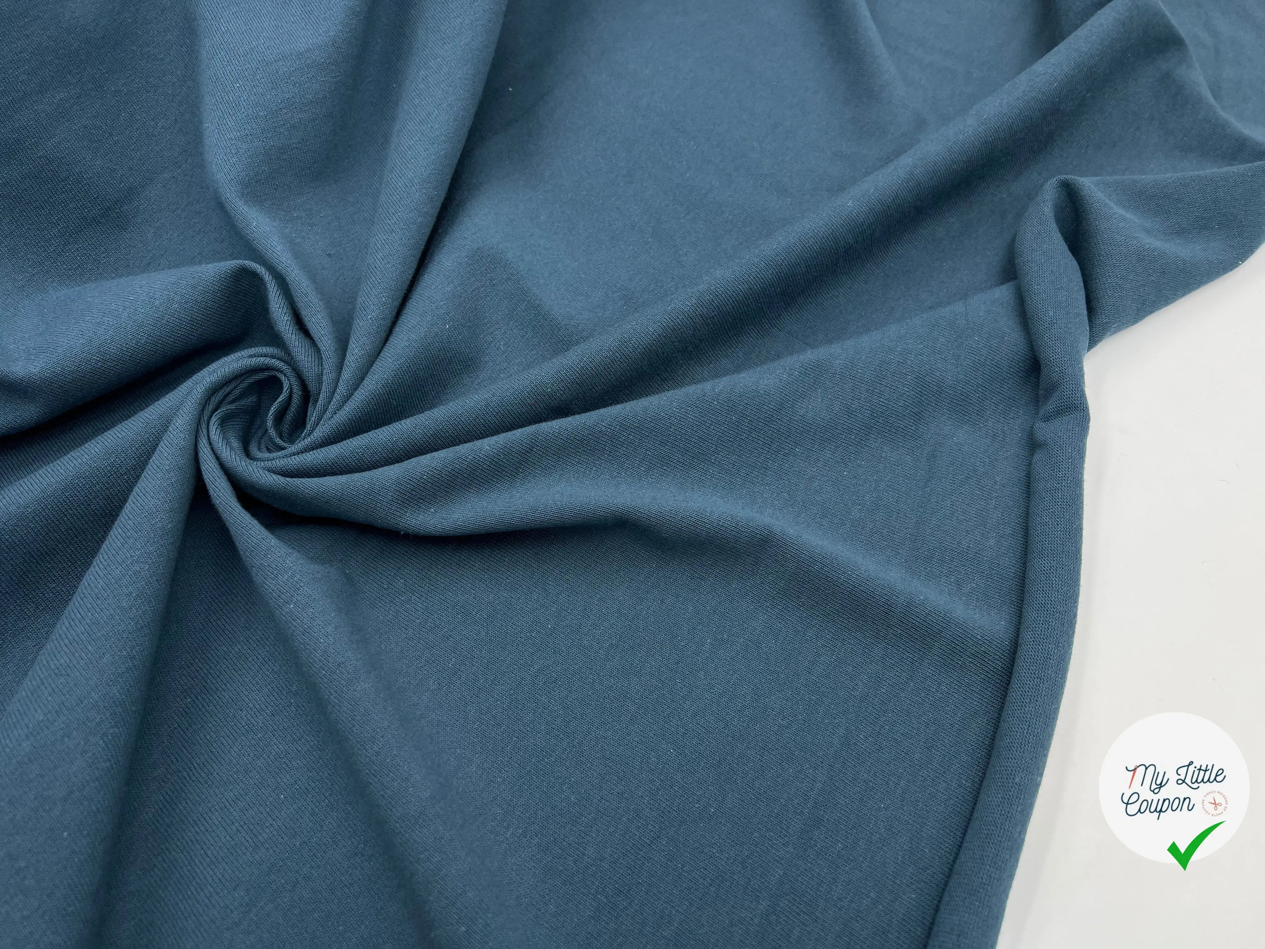 MAILLE COTON LOURDE BLEU GRIS - My Little Coupon - tissu - coudre