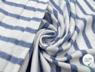 MAILLE COTON LOURDE RAYURES BLEU DENIM ET NEIGE - My Little Coupon - tissu - coudre