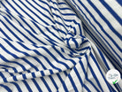 MAILLE COTON LOURDE RAYURES BLEU FOND NEIGE - My Little Coupon - tissu - coudre