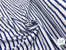 MAILLE COTON LOURDE RAYURES BLEU FOND NEIGE - My Little Coupon - tissu - coudre