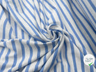 MAILLE COTON LOURDE RAYURES BLEU OXYGÈNE FOND NEIGE - My Little Coupon - tissu - coudre