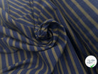 MAILLE COTON LOURDE RAYURES KAKI GRIS SIBILÉ FOND BLEU - My Little Coupon - tissu - coudre