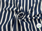 MAILLE COTON LOURDE RAYURES MARINES SUR ECRU - My Little Coupon - tissu - coudre
