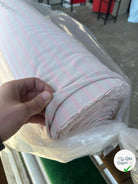 MAILLE COTON LOURDE RAYURES ROSES FOND GRIS - My Little Coupon - tissu - coudre