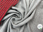 MAILLE COTON LOURDE RÉVERSIBLE GRIS UNI A RAYURES ROUGE/MARRON - My Little Coupon - tissu - coudre