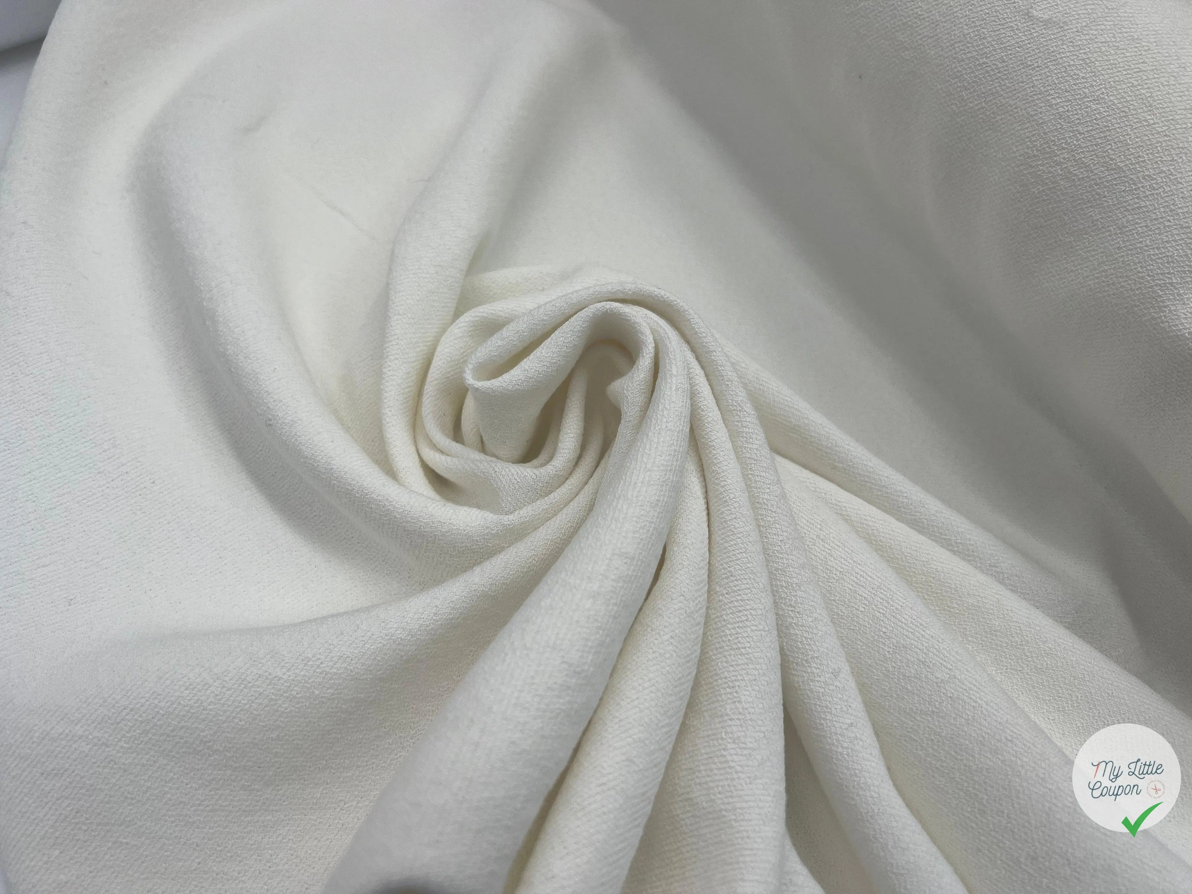 MAILLE DE COTON BLANC STRETCH MOUTONNÉE - My Little Coupon - tissu - coudre