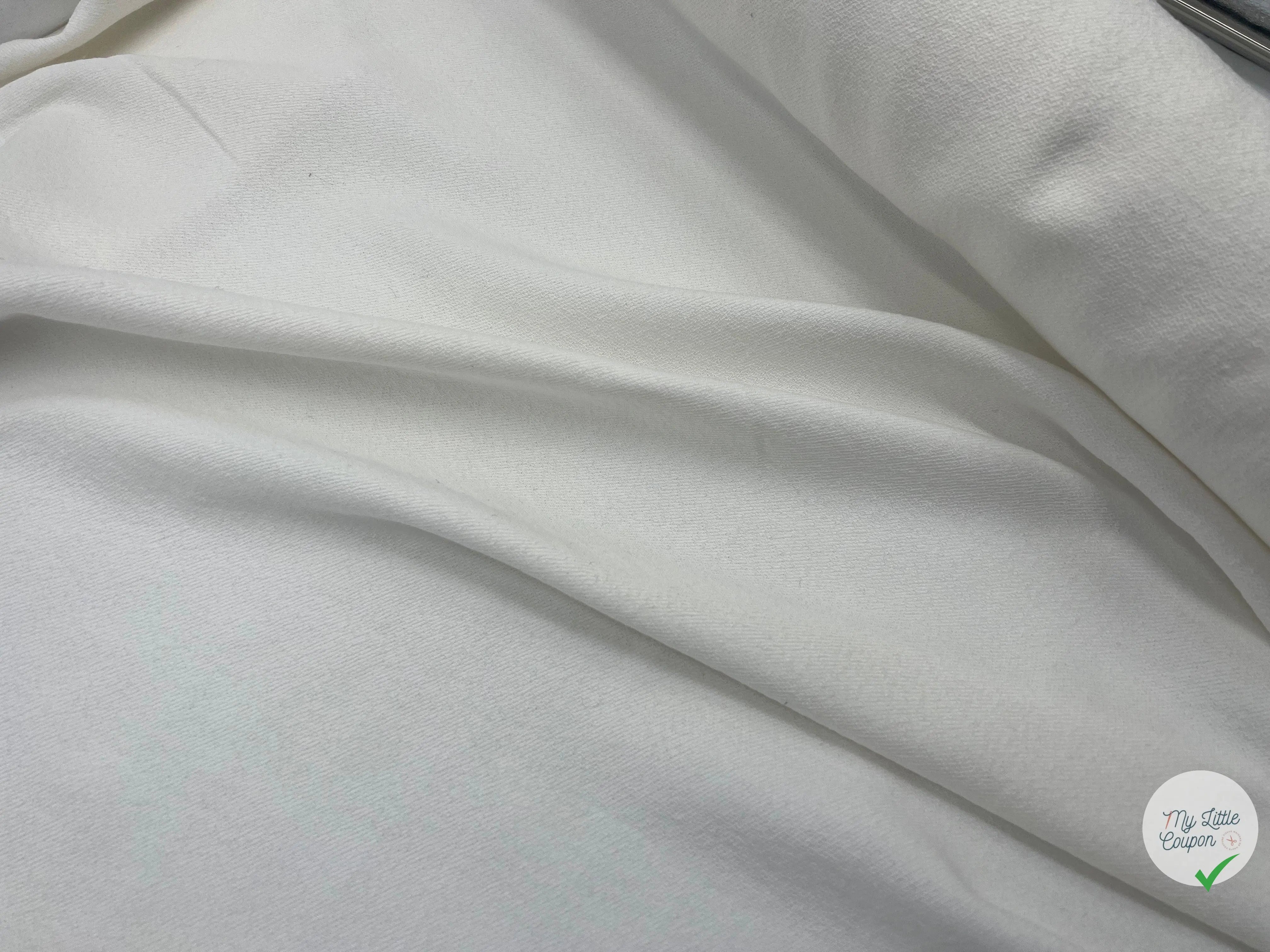 MAILLE DE COTON BLANC STRETCH MOUTONNÉE - My Little Coupon - tissu - coudre