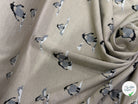 MAILLE DOUBLE FACE IMPRIMÉ PINGOUINS GRIS FOND BEIGE CRÈME - My Little Coupon