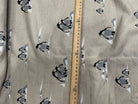 MAILLE DOUBLE FACE IMPRIMÉ PINGOUINS GRIS FOND BEIGE CRÈME - My Little Coupon