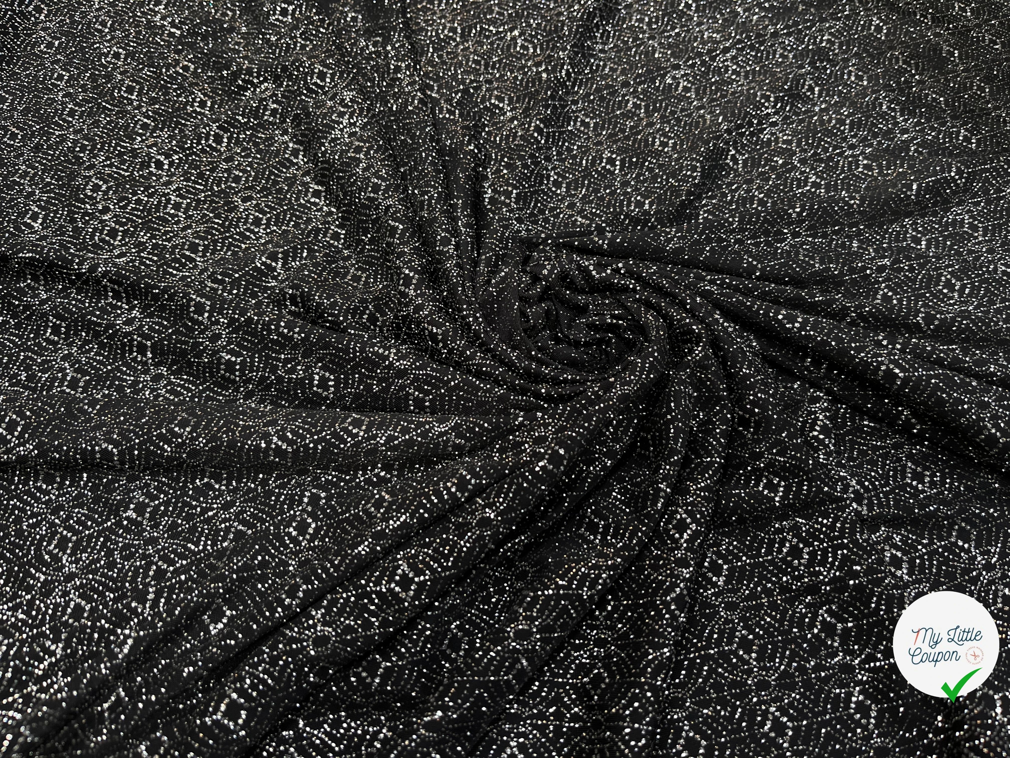 MAILLE FÊTE SÉQUIN MOTIF GLOBE ET GÉOMETRIQUE BLACK&SILVER - My Little Coupon