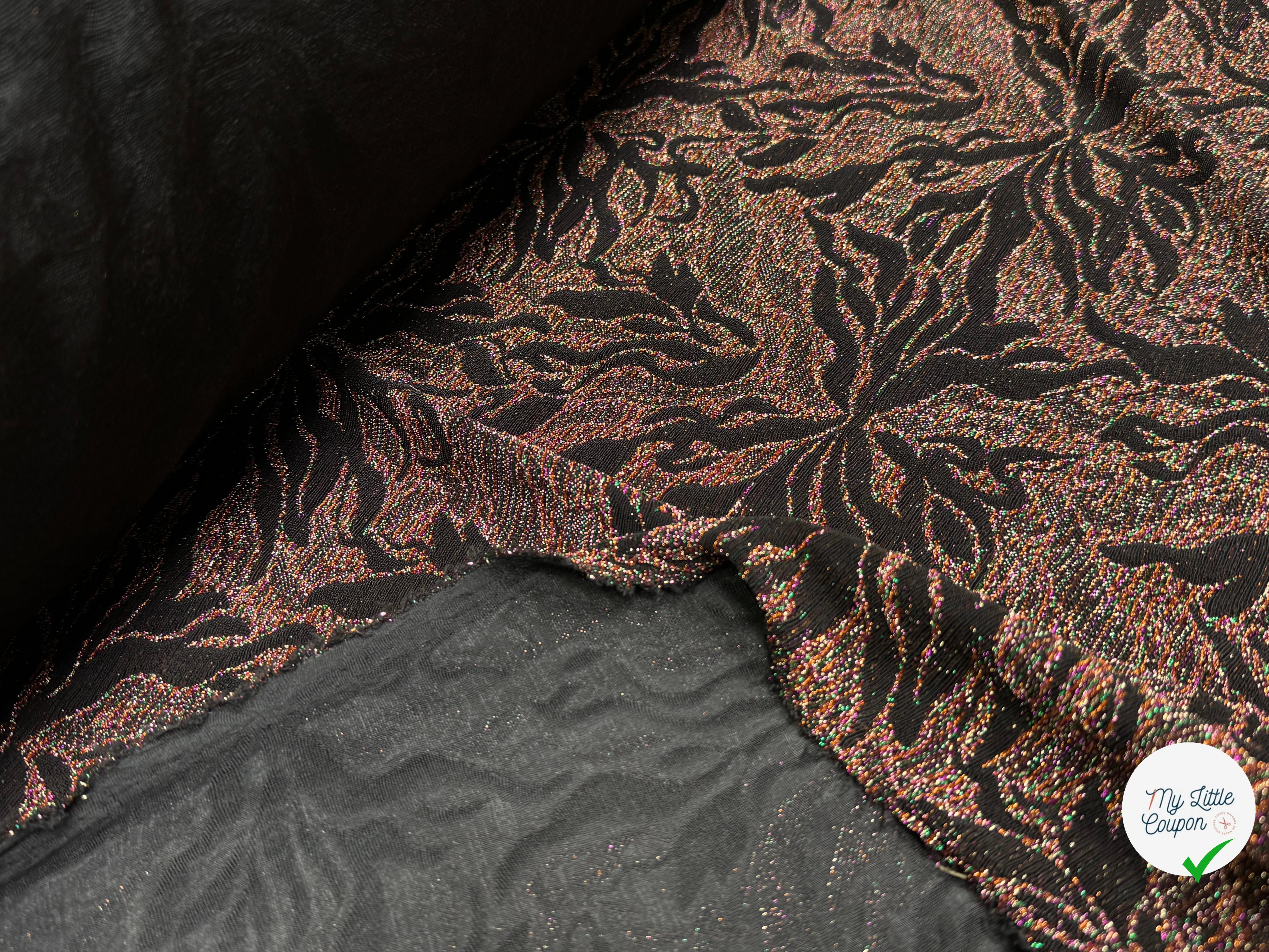 MAILLE FÊTE ULTRA STRETCH BRILLANT FLORAL POLY MULTICOLOR ORANGE - My Little Coupon