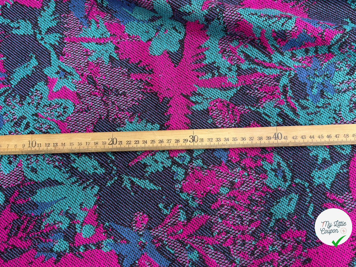 MAILLE GRATTÉE JACQUARD FLEURS FUCHSIA ET TURQUOISE - My Little Coupon