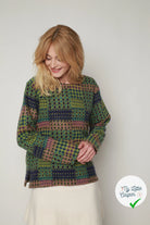 MAILLE GRATTÉE JACQUARD MOSAÏQUE VERT ET ROSE - My Little Coupon