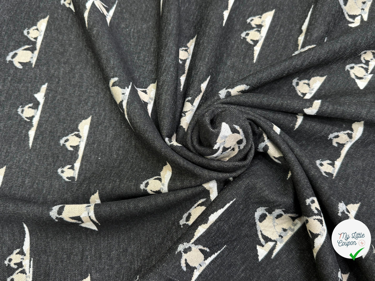 MAILLE JACQUARD ESPRIT MILANO IMPRIMÉ PINGOUINS GRIS ANTHRACITE - My Little Coupon
