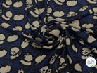 MAILLE JACQUARD ESPRIT MILANO MOTIF ABSTRAIT ÉCRU FOND BLEU MARINE - My Little Coupon