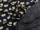 MAILLE JACQUARD ESPRIT MILANO MOTIF ABSTRAIT ÉCRU FOND BLEU MARINE - My Little Coupon