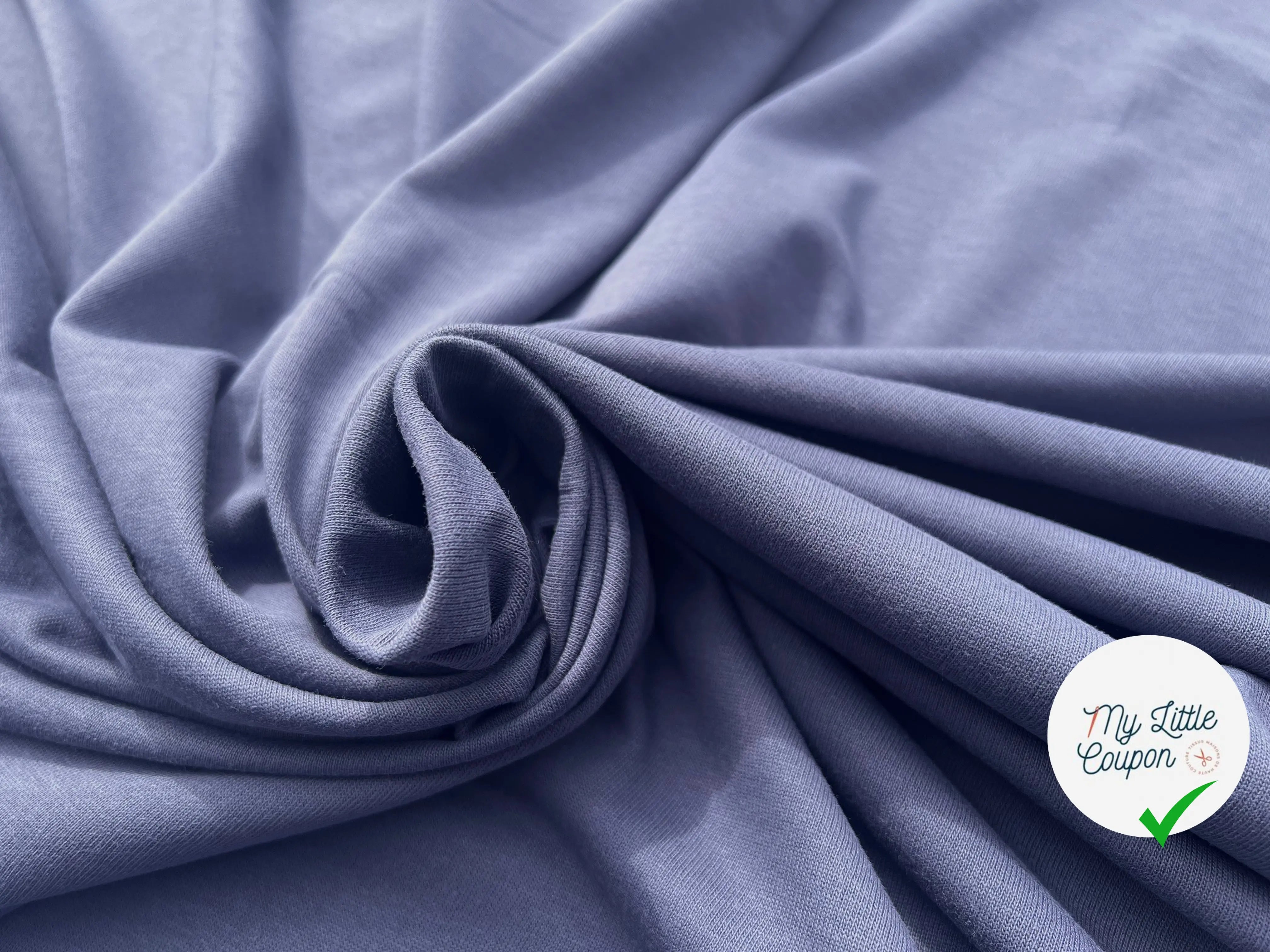 MAILLE JERSEY COTON GRIS BLEUTÉ DÉLICE DUVETEUX MSO
