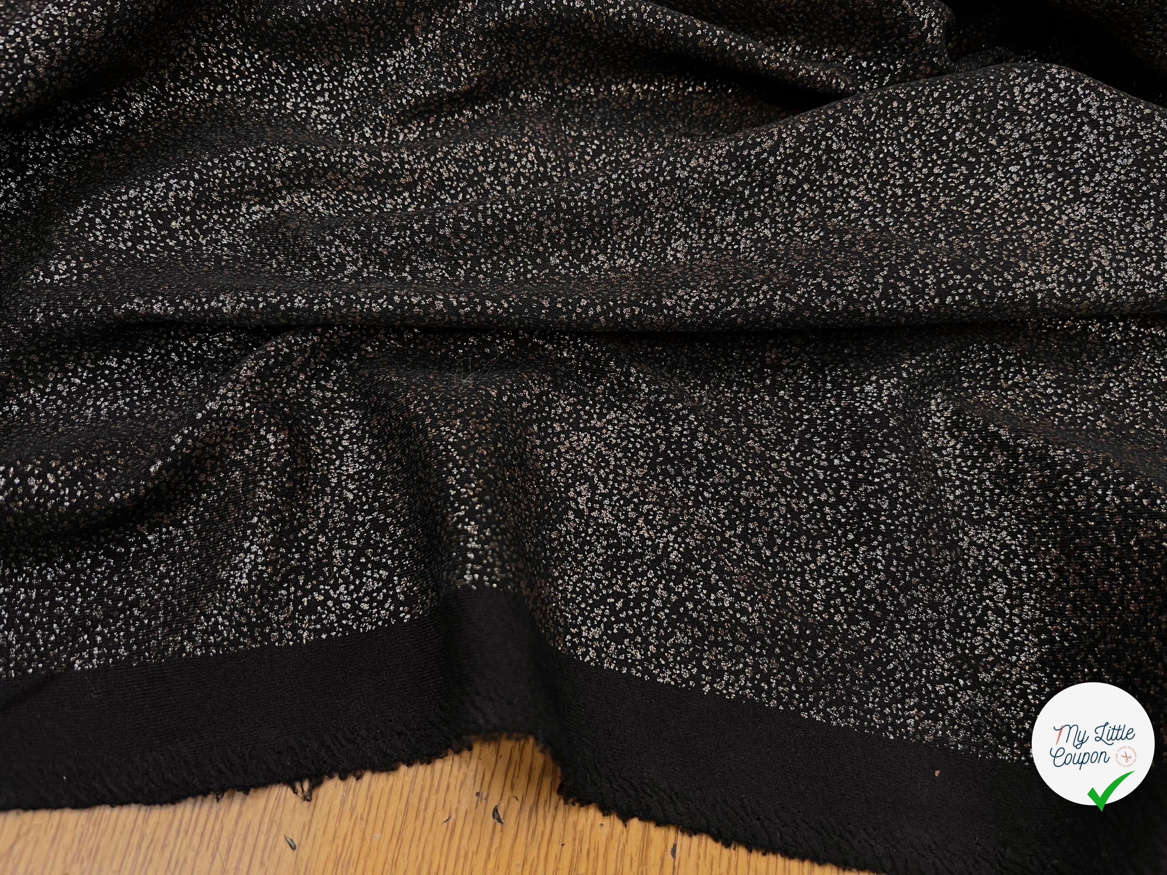 MAILLE JERSEY FOND NOIR POINT ARGENTÉ REFLET BRONZE - My Little Coupon